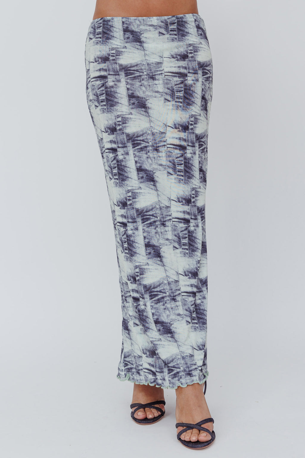 Conspire Print Maxi Skirt Blue Denim by Selfie Leslie
