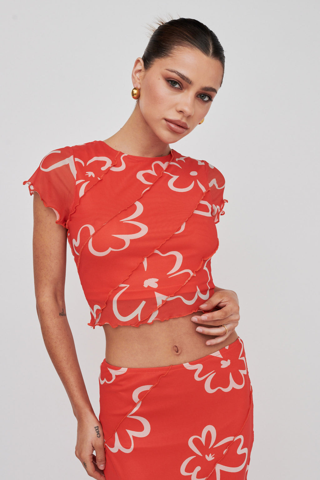 Gold Rush Crop Top Print Orange by Selfie Leslie