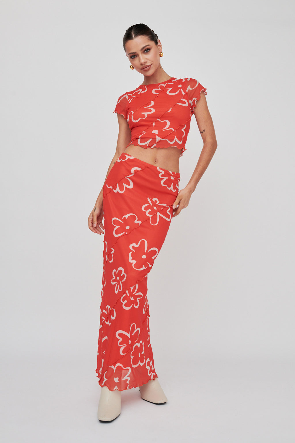 Gold Rush Crop Top Print Orange by Selfie Leslie