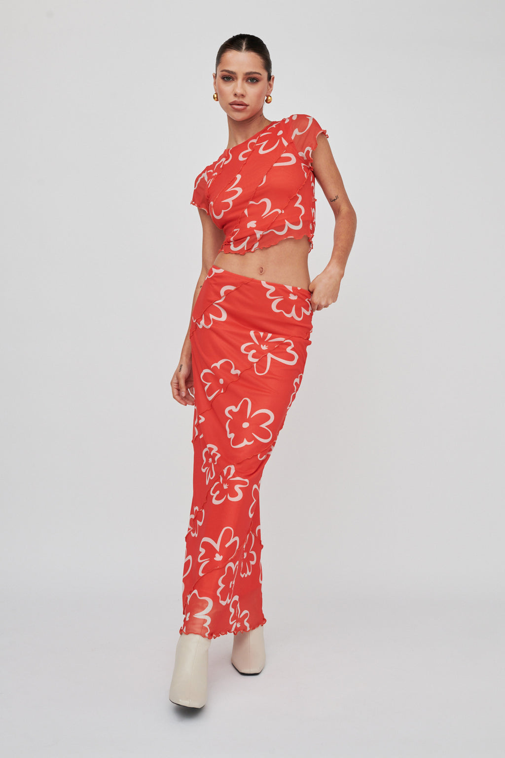 Gold Rush Crop Top Print Orange by Selfie Leslie