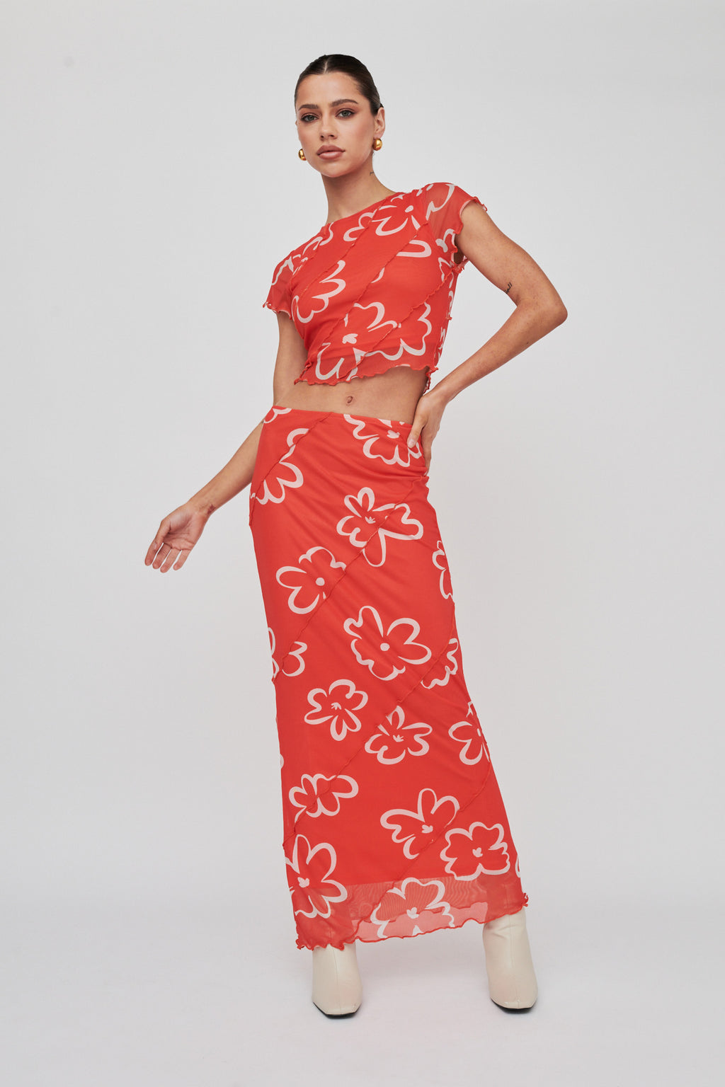 Gold Rush Crop Top Print Orange by Selfie Leslie