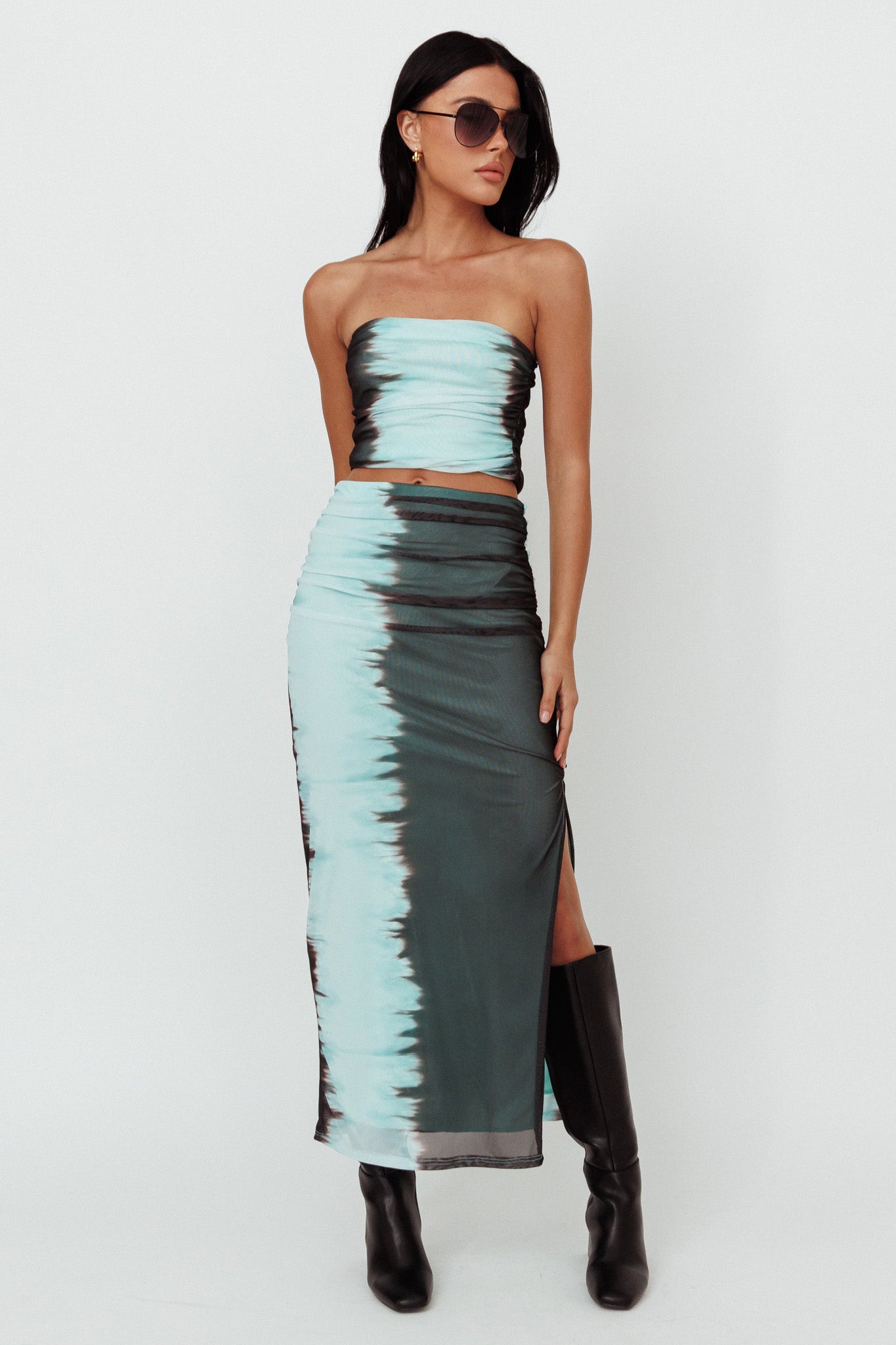 Jolyn Mesh Midi Skirt Charcoal by Selfie Leslie