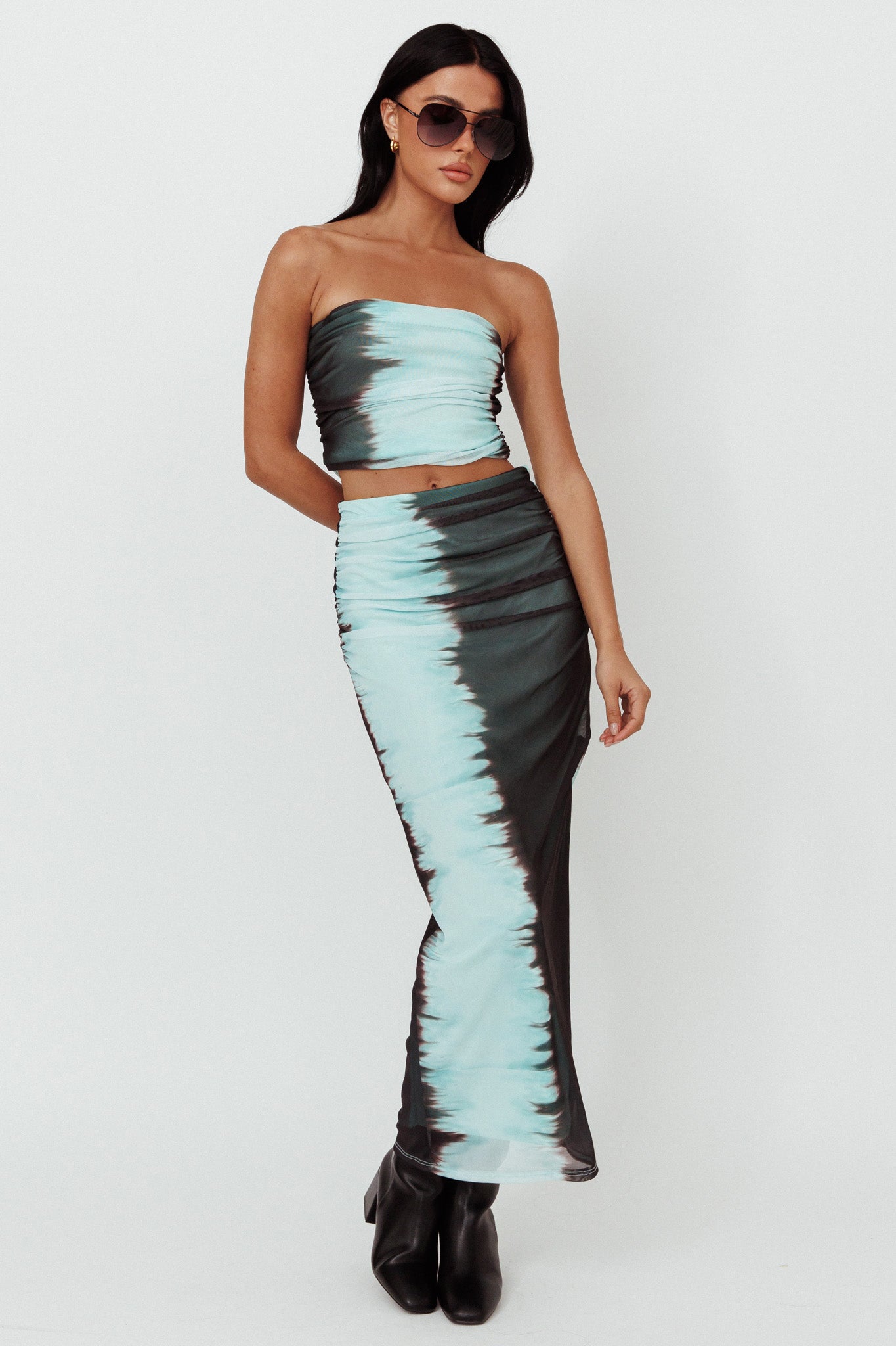 Jolyn Mesh Midi Skirt Charcoal by Selfie Leslie