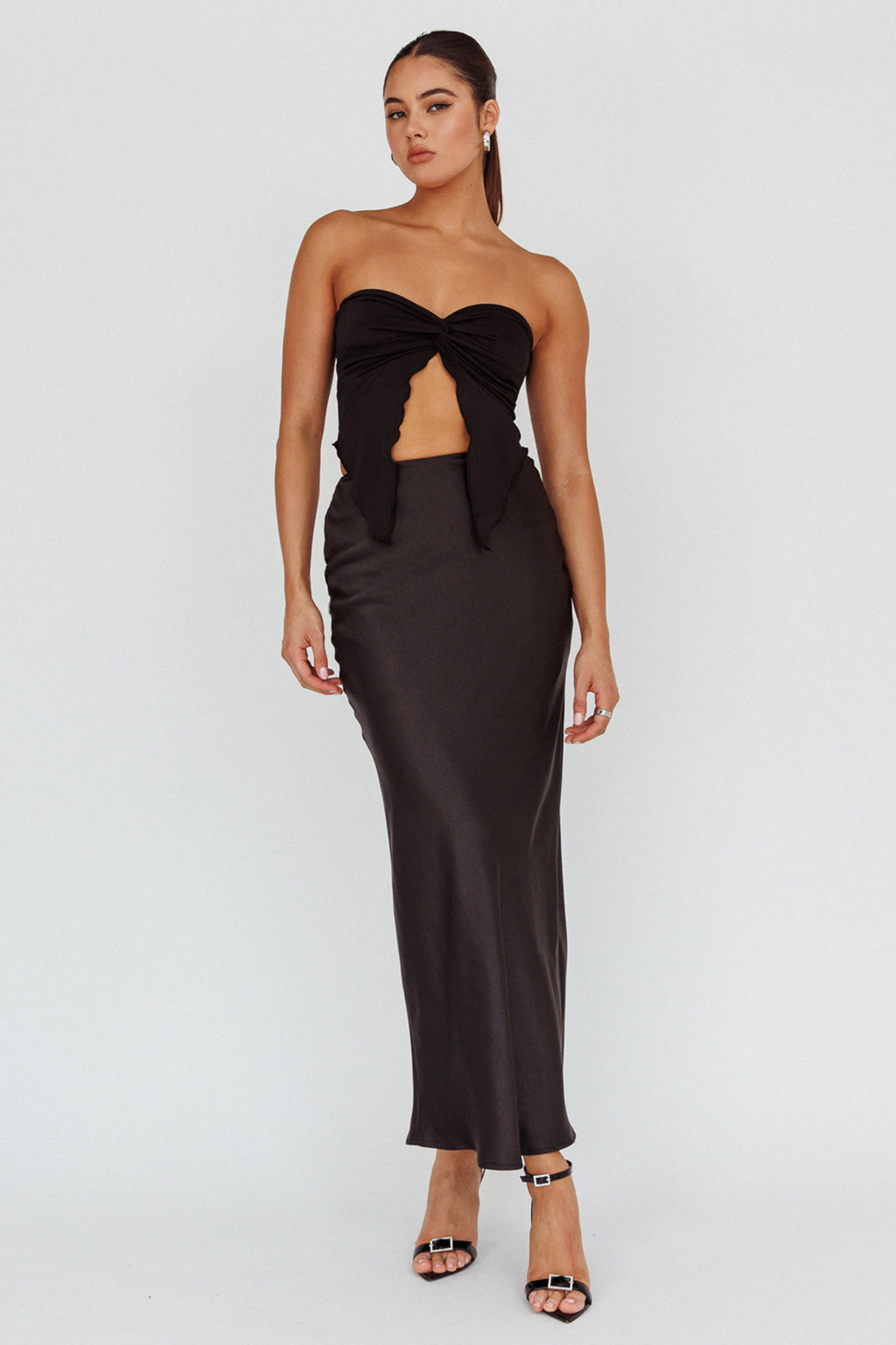 Lulu Strapless Crop Top Black by Selfie Leslie