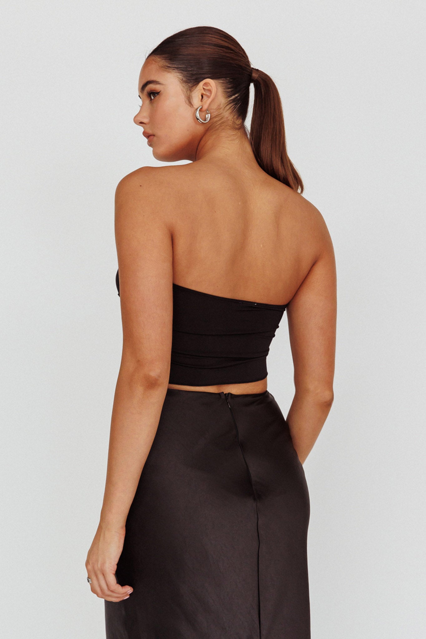 Lulu Strapless Crop Top Black by Selfie Leslie