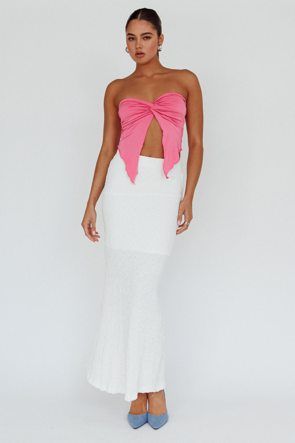 Lulu Strapless Crop Top Candy Pink by Selfie Leslie