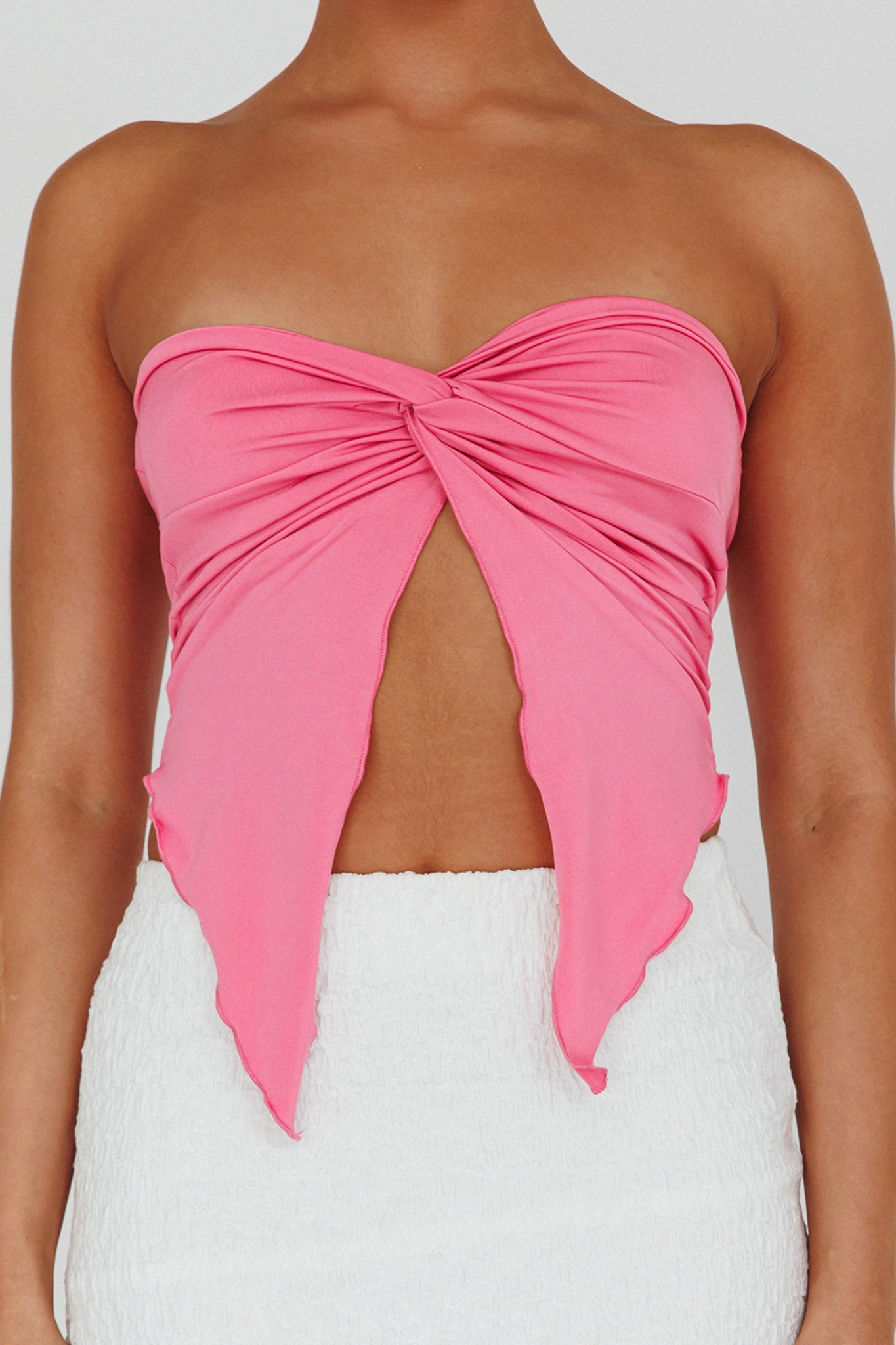 Lulu Strapless Crop Top Candy Pink by Selfie Leslie