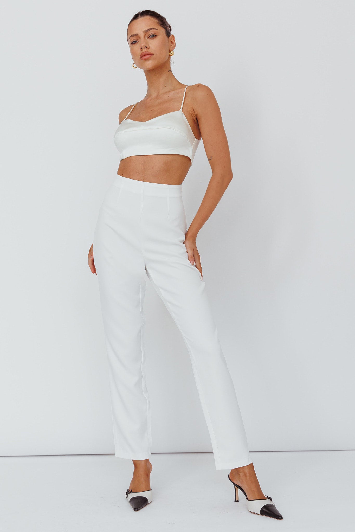 Moonlight Tango High Waist Pants White by Selfie Leslie