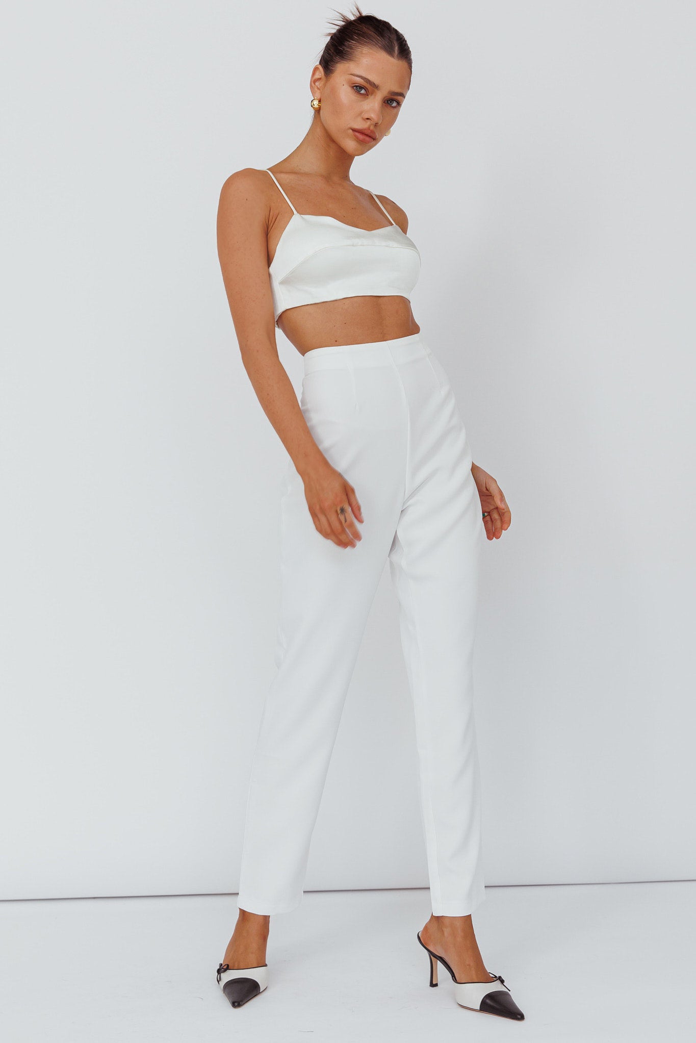 Moonlight Tango High Waist Pants White by Selfie Leslie