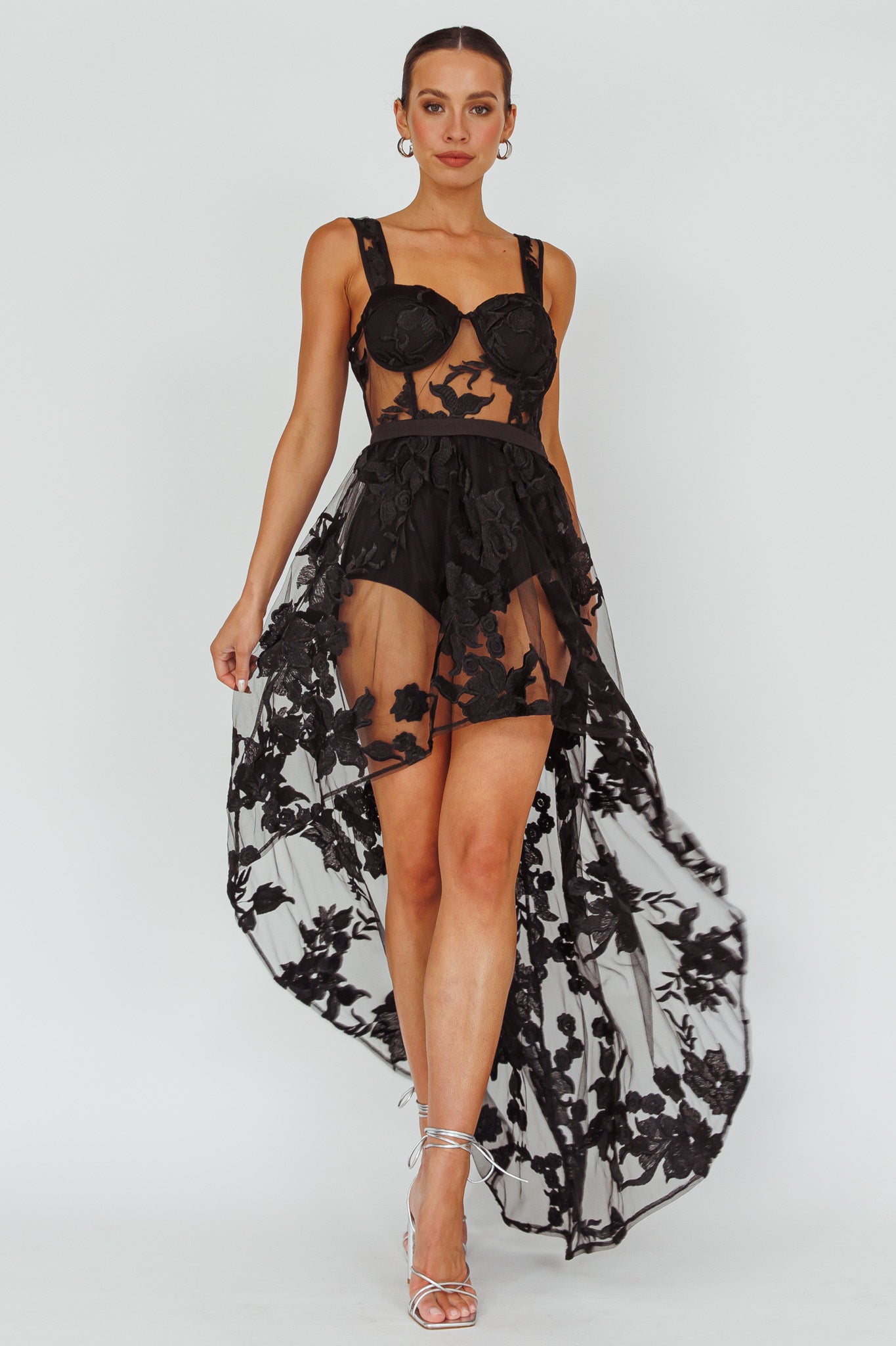 Moonlight Tango High-Low Mesh Top Black by Selfie Leslie