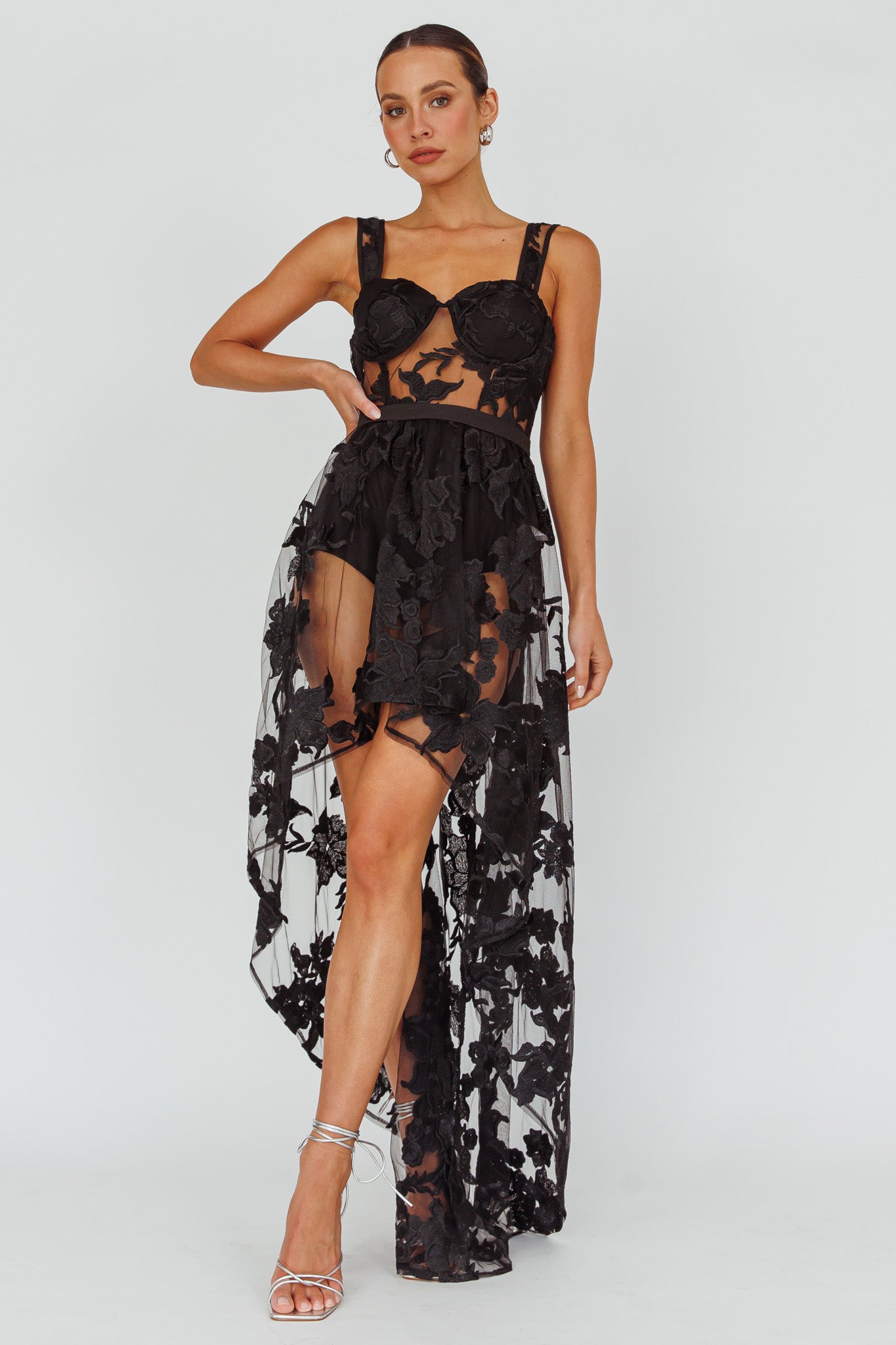 Moonlight Tango High-Low Mesh Top Black by Selfie Leslie