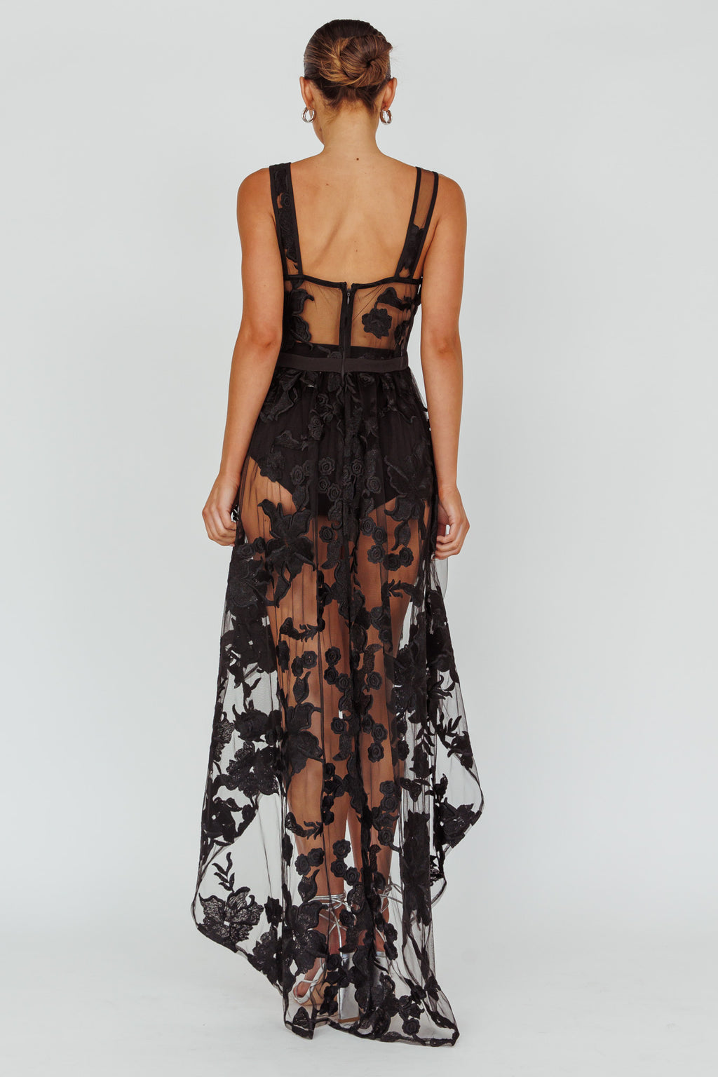 Moonlight Tango High-Low Mesh Top Black by Selfie Leslie