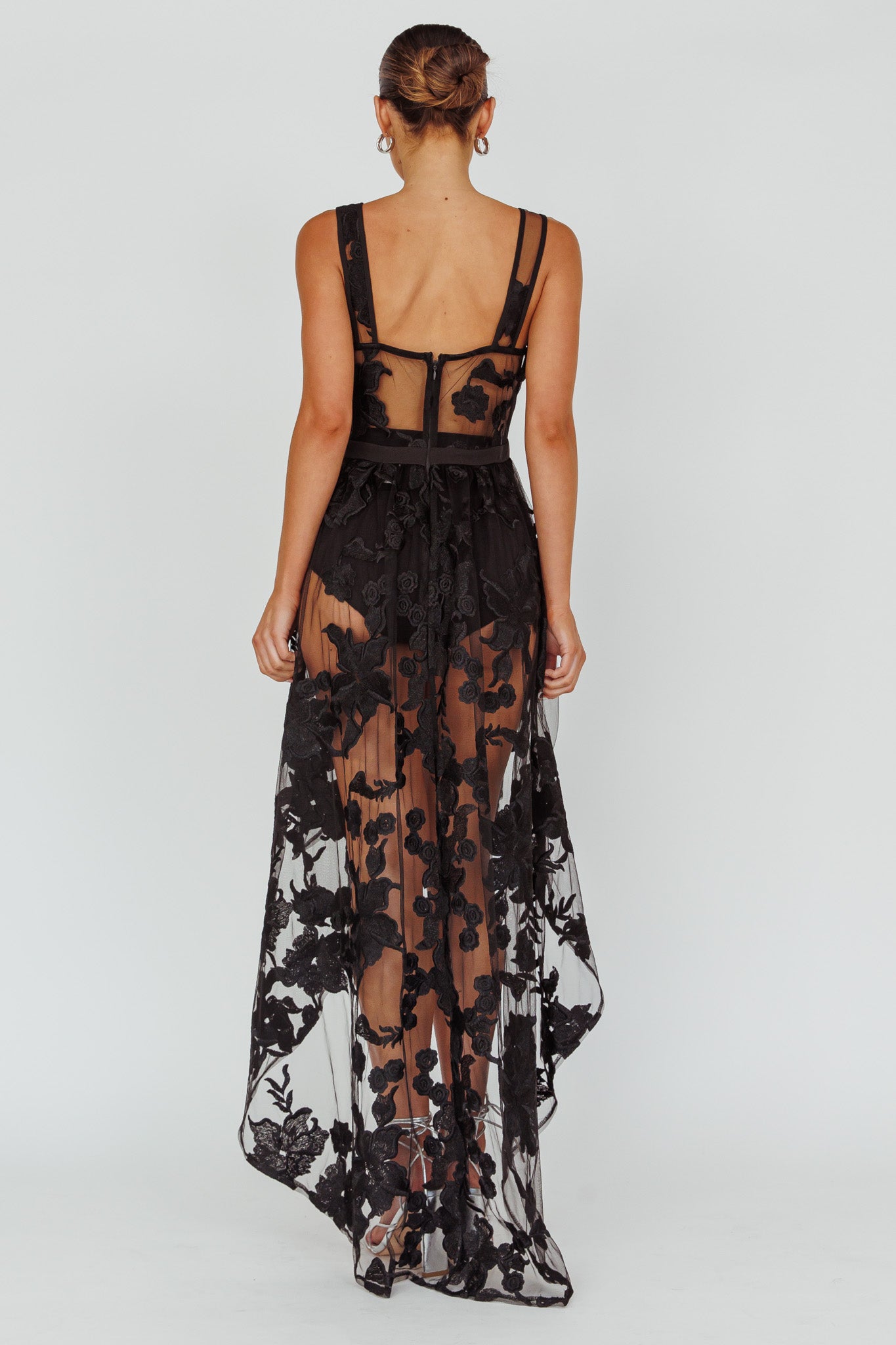 Moonlight Tango High-Low Mesh Top Black by Selfie Leslie