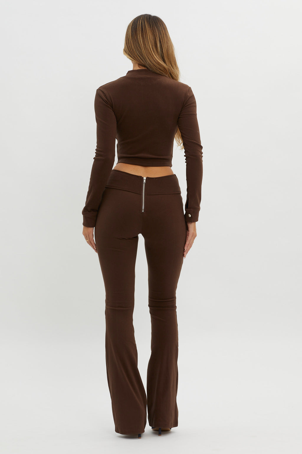 Better Not V-Waist Pants Chocolate by Selfie Leslie
