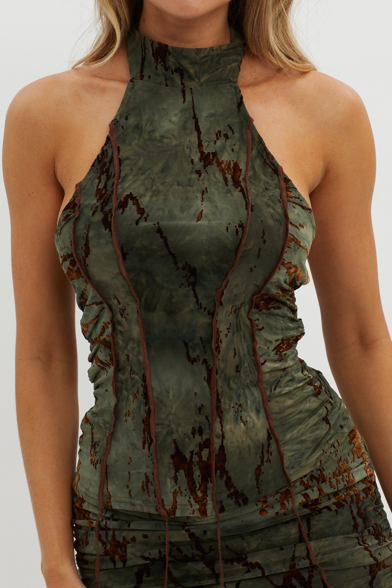 Branson Backless Halter Top Olive by Selfie Leslie