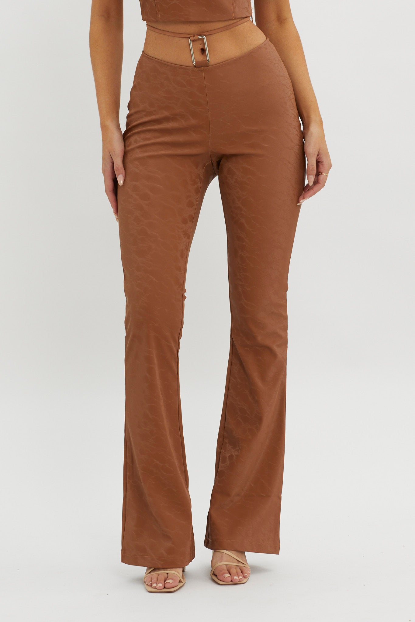 She's A Gemini Faux Leather Pants Mud by Selfie Leslie