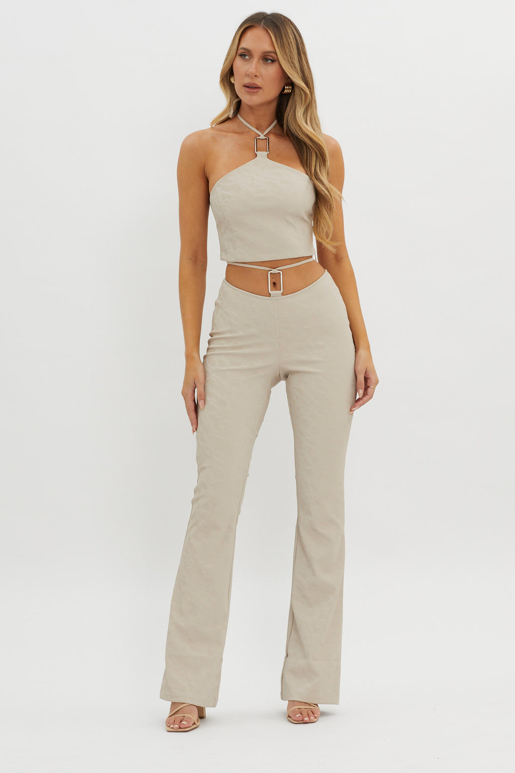 She's A Gemini Halter Crop Top Dove by Selfie Leslie