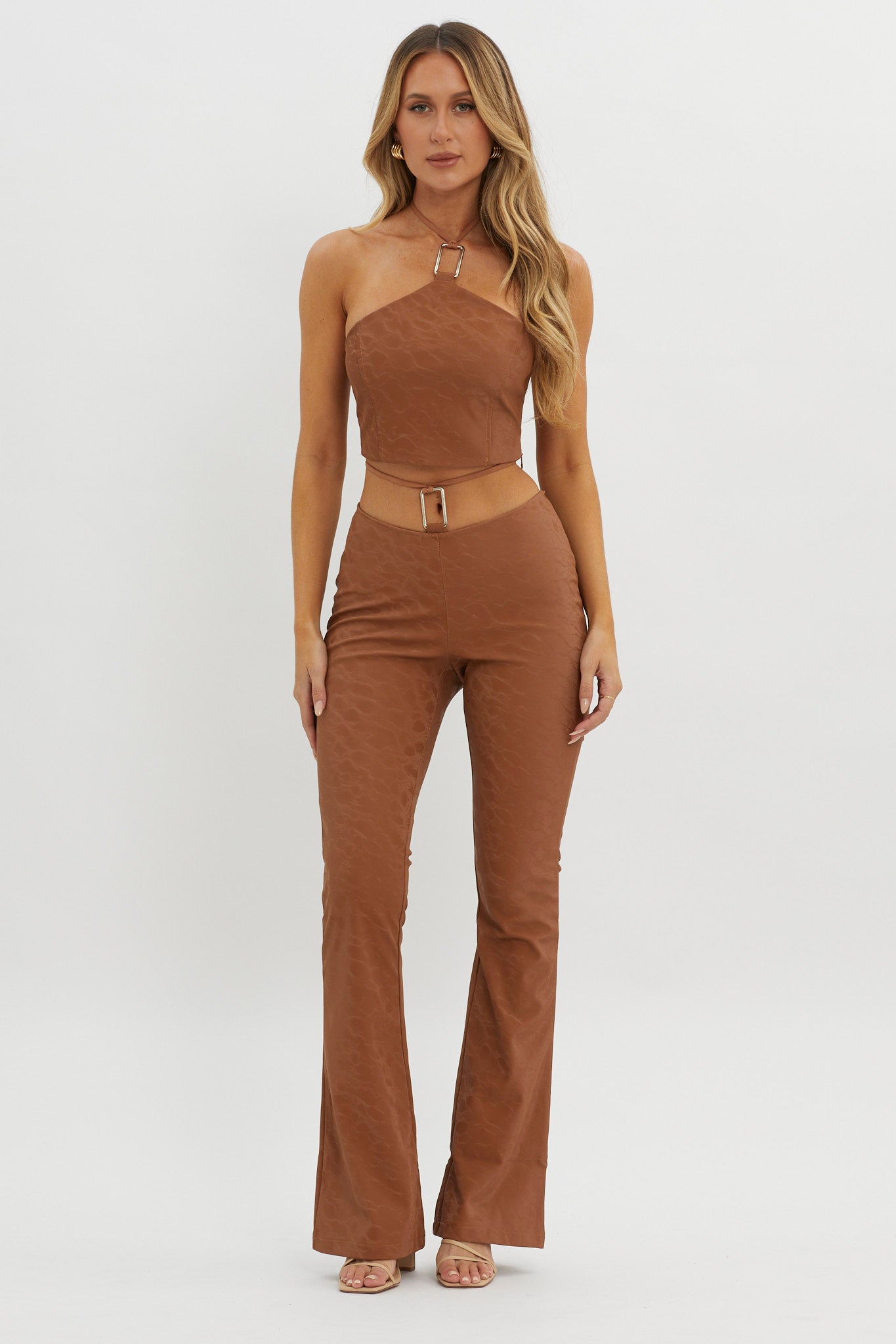 She's A Gemini Halter Crop Top Mud by Selfie Leslie