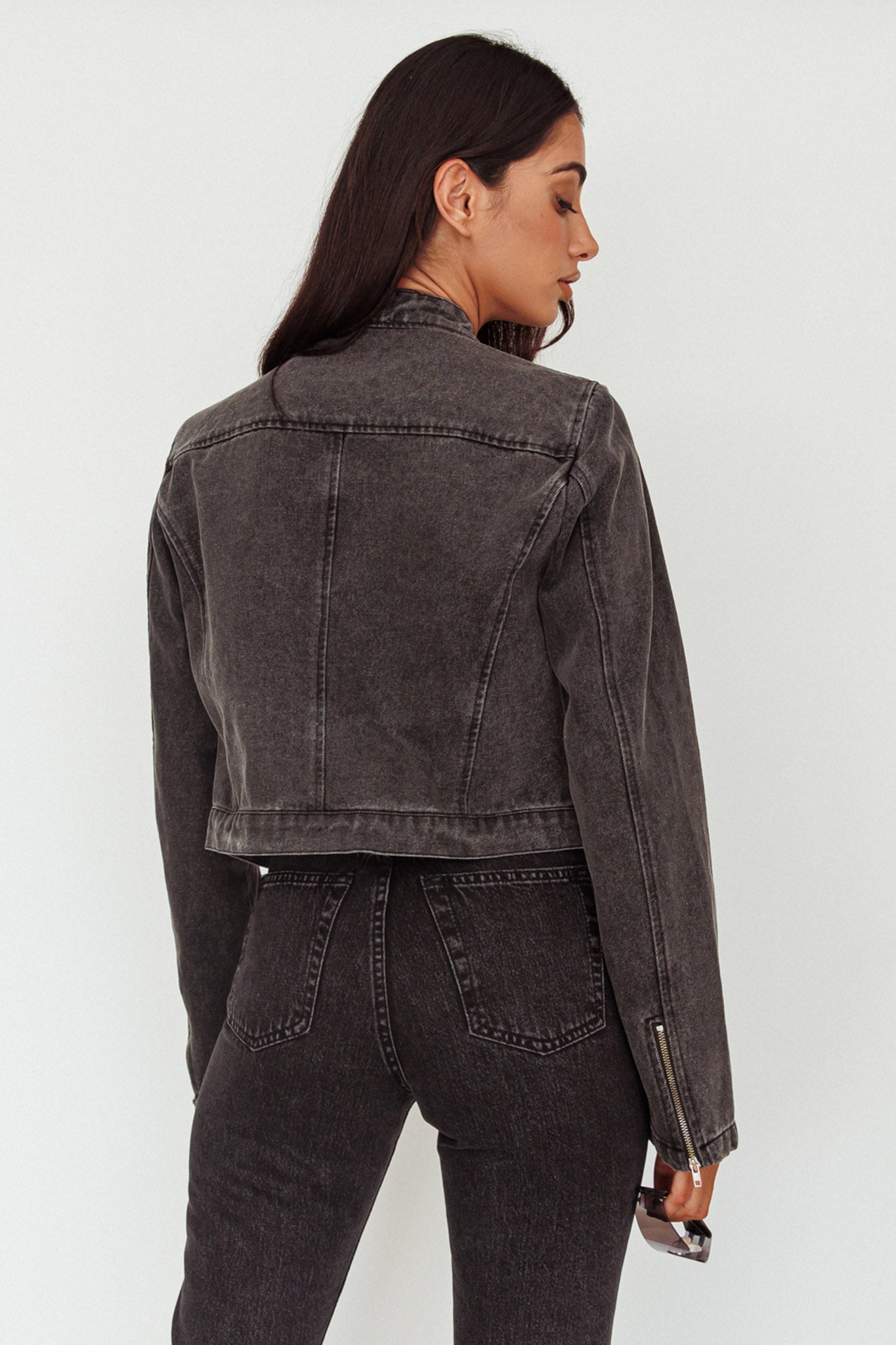 Girona Zipper Jacket Black Denim by Selfie Leslie