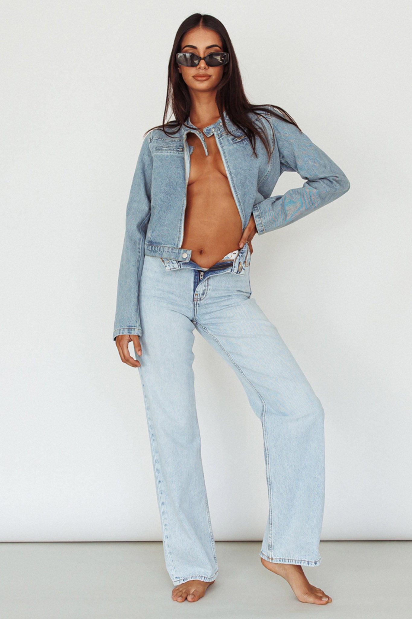 Girona Zipper Jacket Light Denim by Selfie Leslie