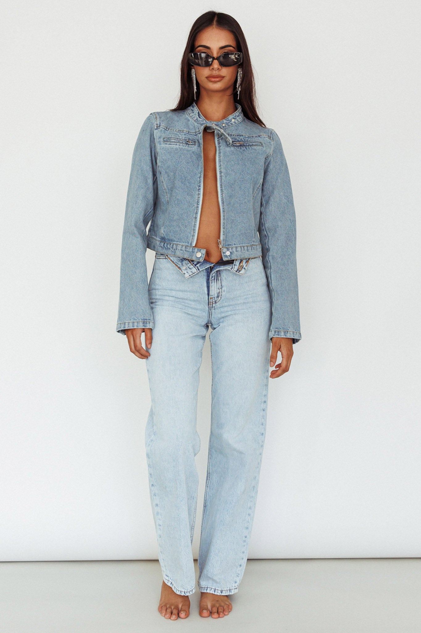 Girona Zipper Jacket Light Denim by Selfie Leslie
