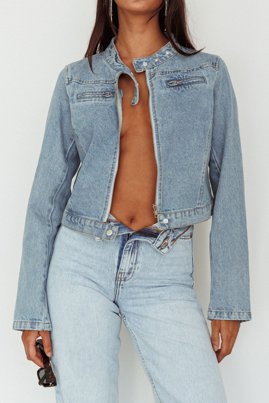 Girona Zipper Jacket Light Denim by Selfie Leslie