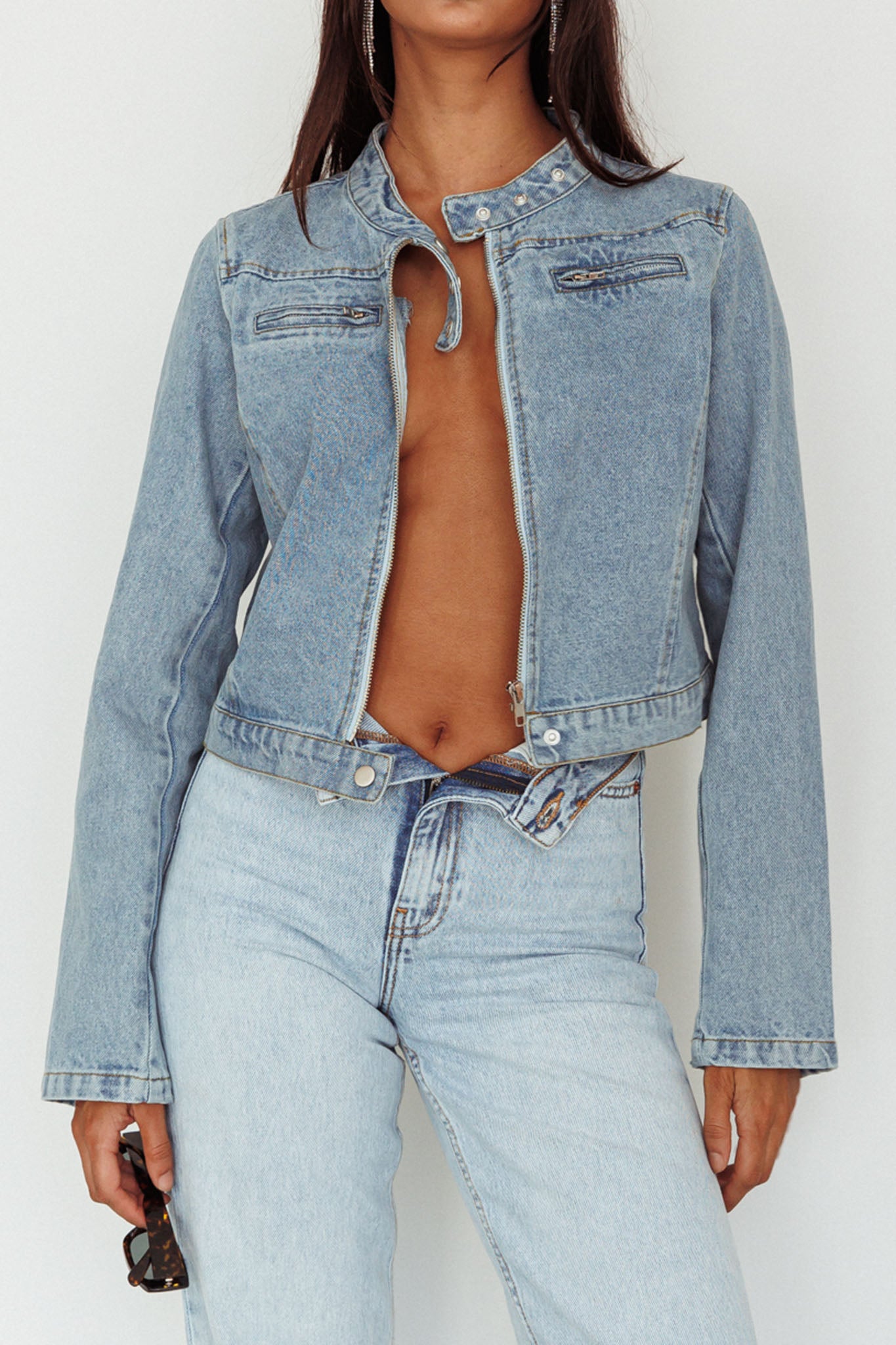 Girona Zipper Jacket Light Denim by Selfie Leslie
