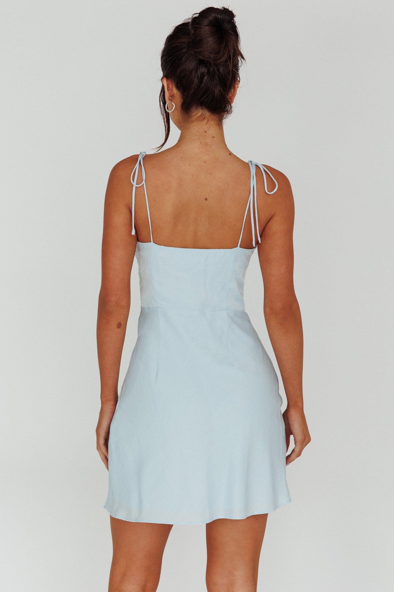 Heavenly Feels Tied Shoulder Mini Dress Chambray by Selfie Leslie