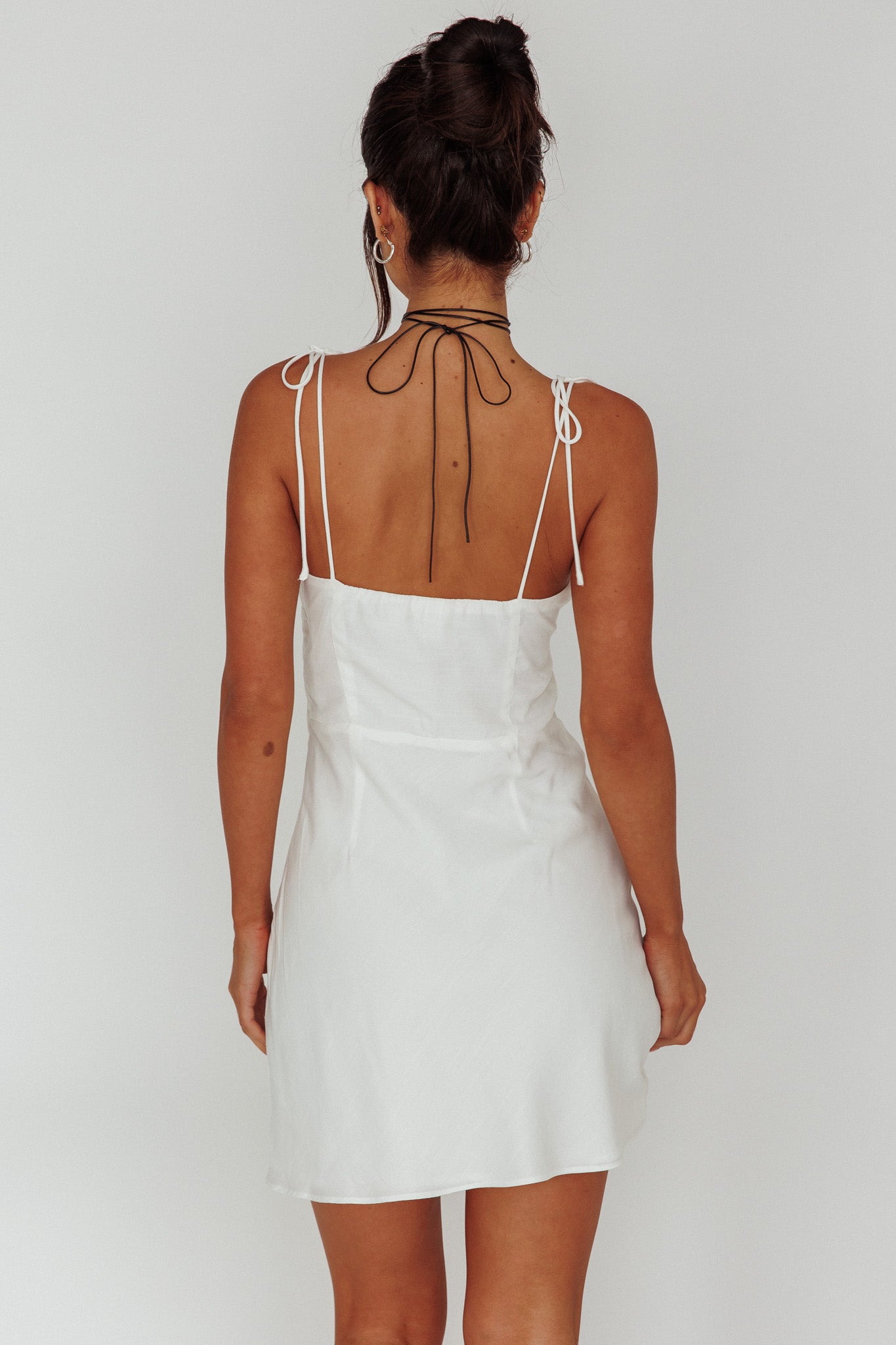 Heavenly Feels Tied Shoulder Mini Dress White by Selfie Leslie