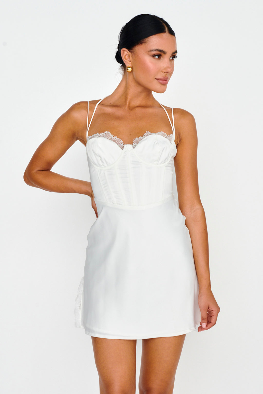 Wishing On A Star Bustier Mini Dress White by Selfie Leslie