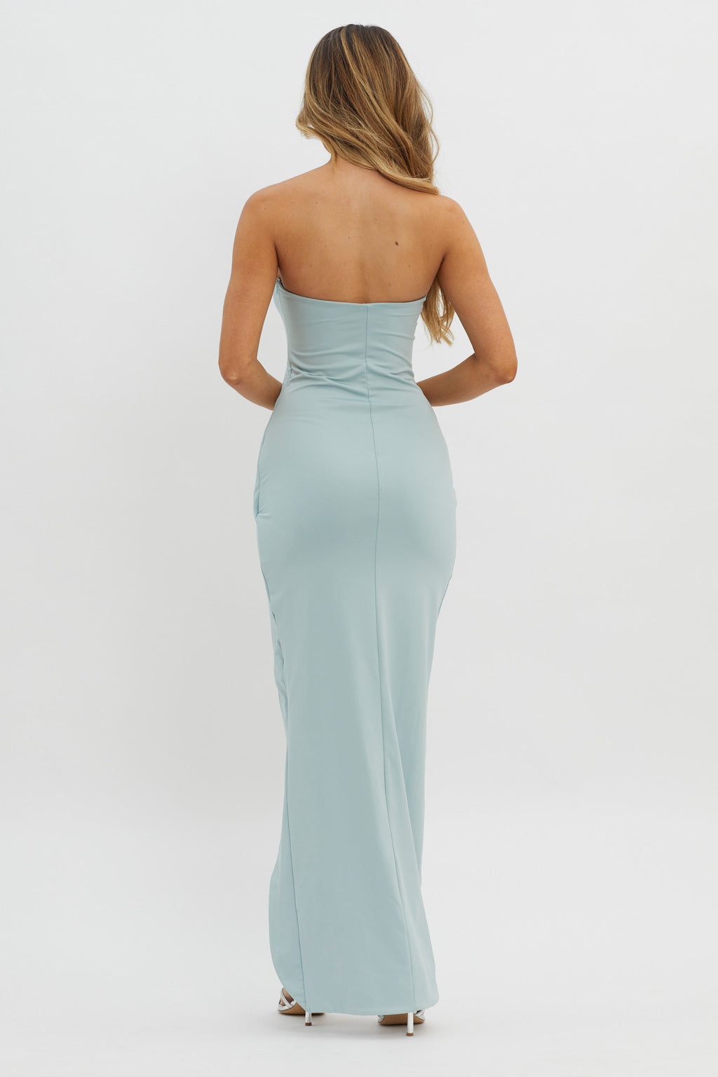 Evette Strapless Split Maxi Dress Sage by Selfie Leslie