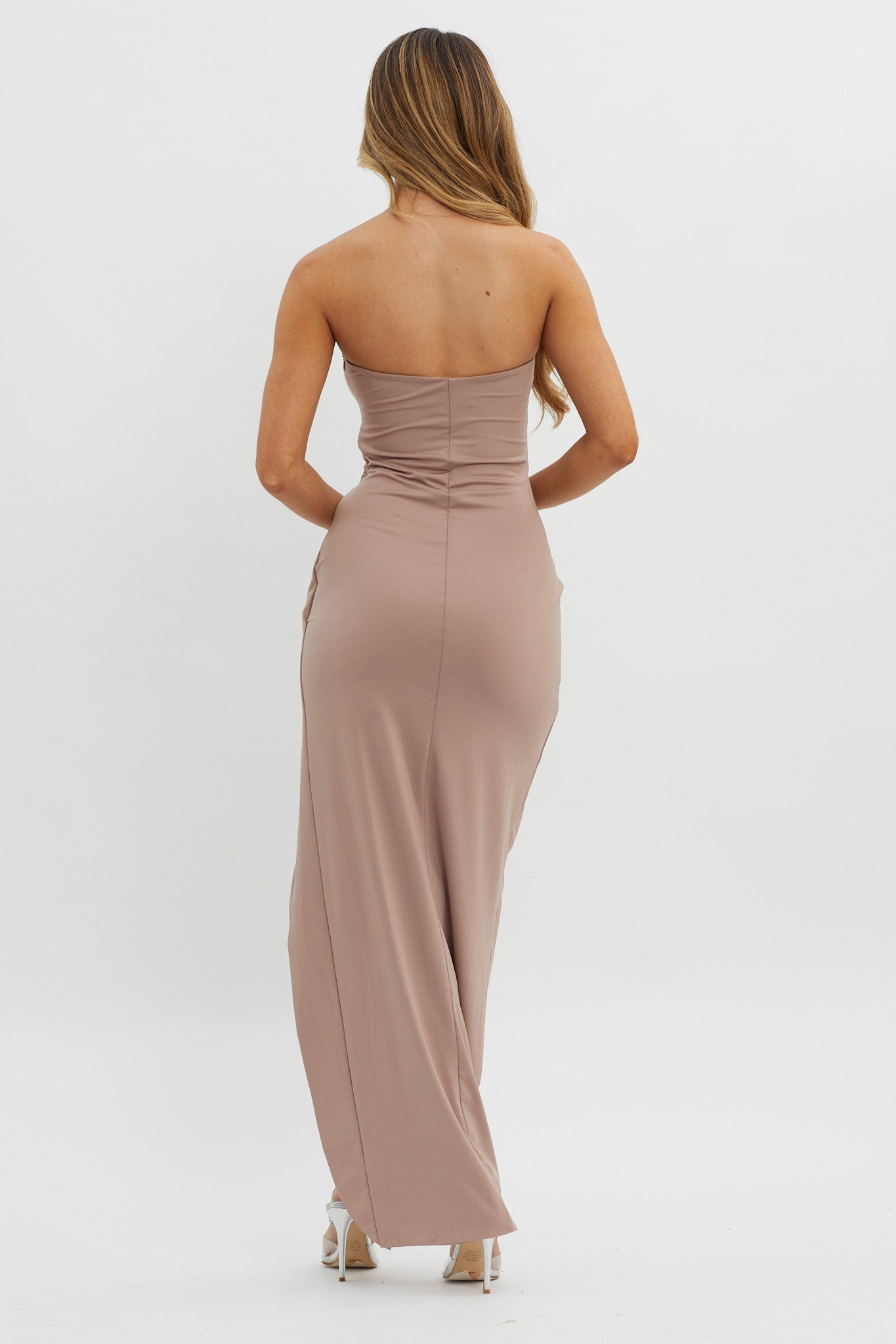Evette Strapless Split Maxi Dress Tawny by Selfie Leslie
