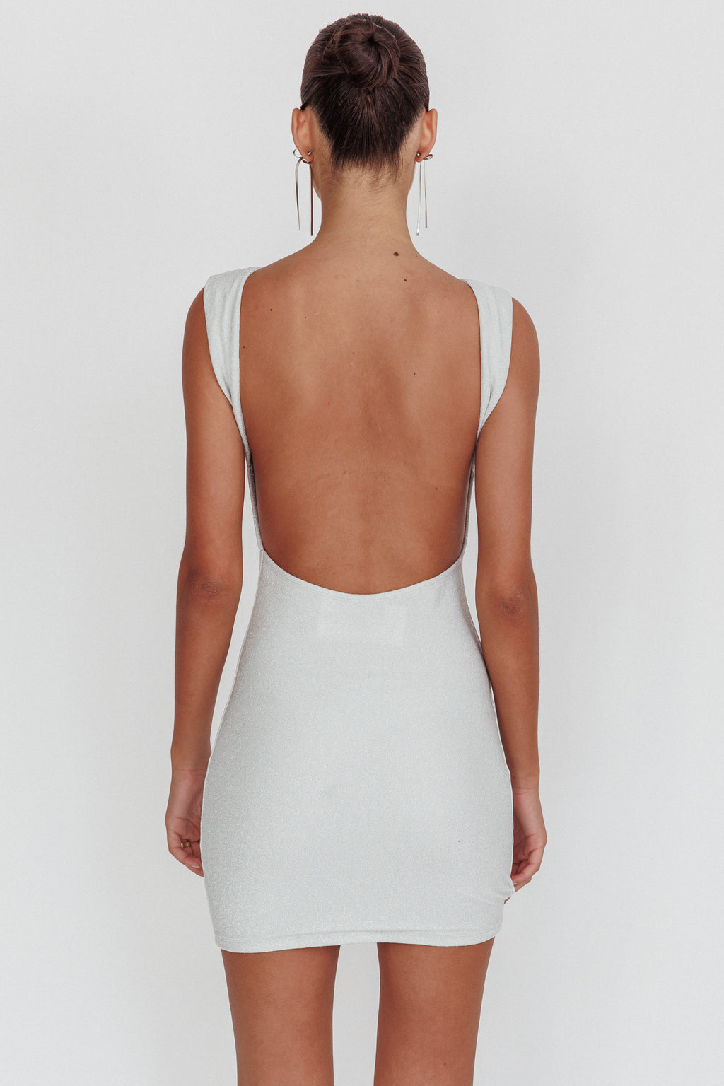 Ayda Backless Mini Dress Silver by Selfie Leslie
