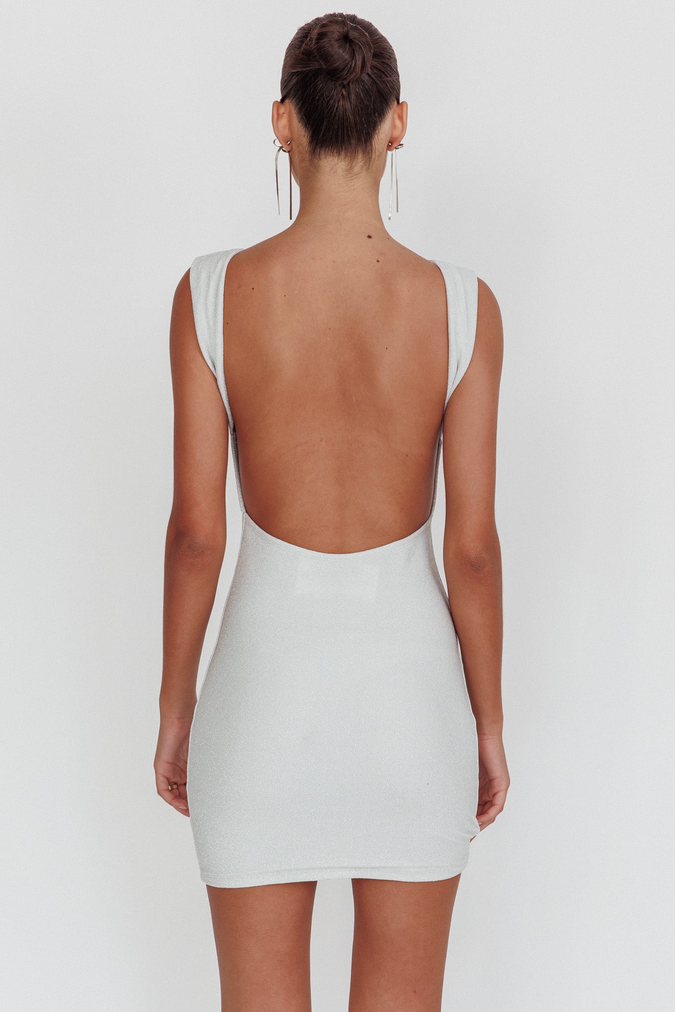 Ayda Backless Mini Dress Silver by Selfie Leslie