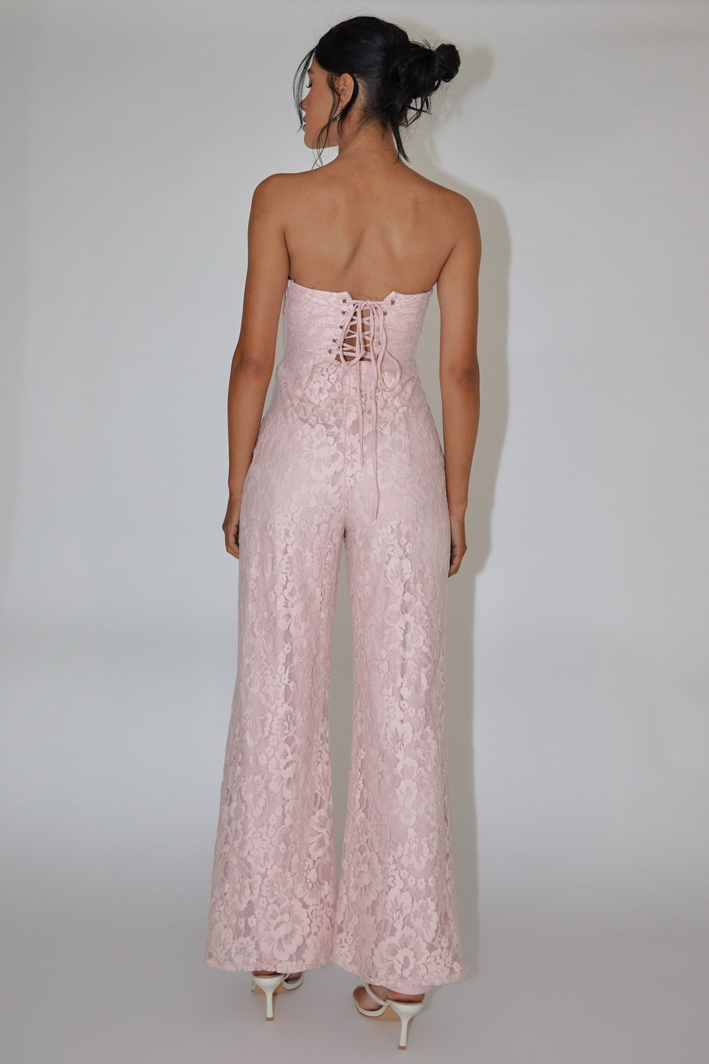 Ankita Strapless Lace Jumpsuit Pink Blush by Selfie Leslie