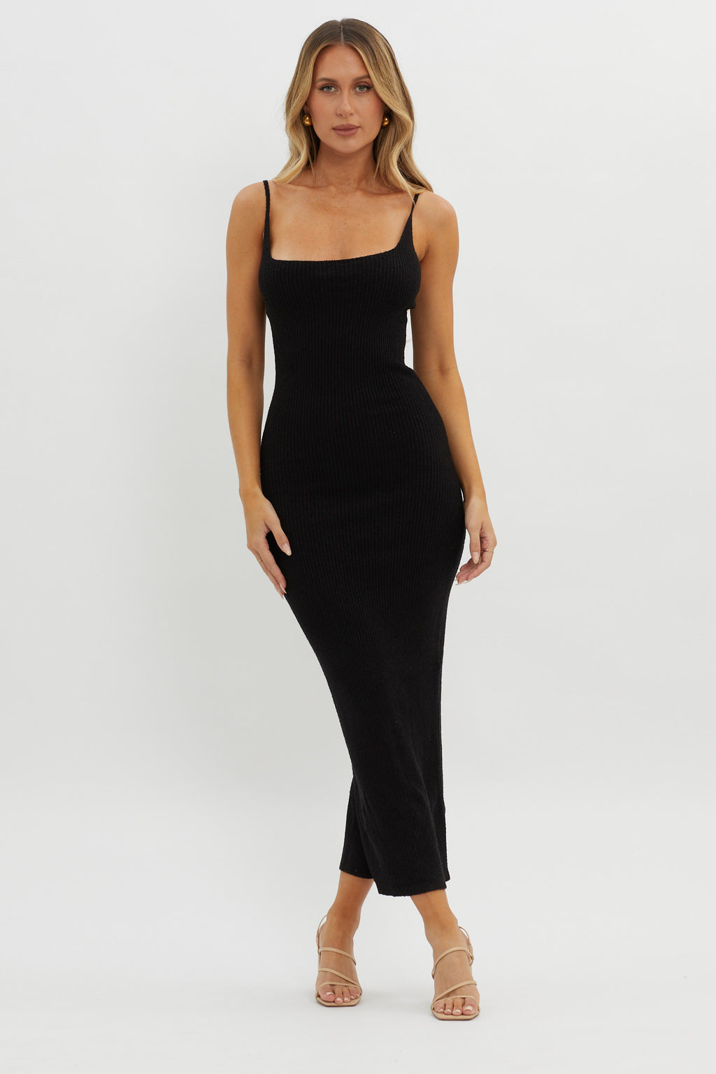 Sai Ribbed Knit Midi Dress Black by Selfie Leslie