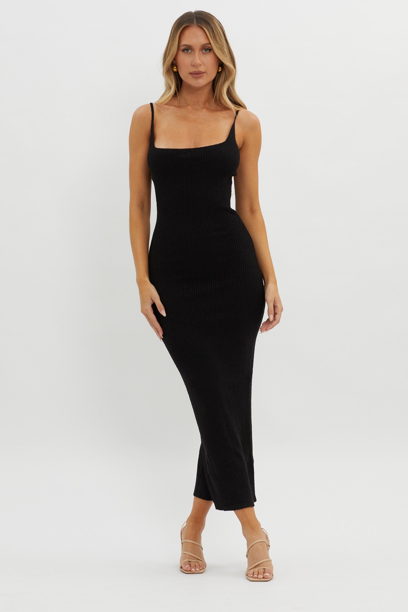 Sai Ribbed Knit Midi Dress Black by Selfie Leslie