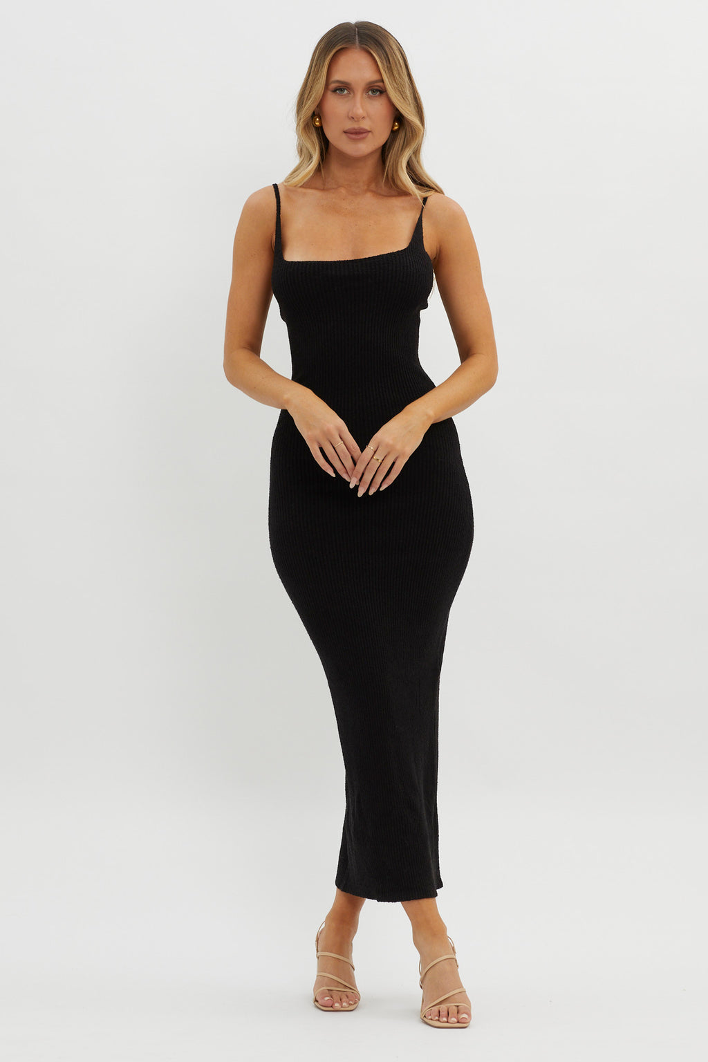 Sai Ribbed Knit Midi Dress Black by Selfie Leslie