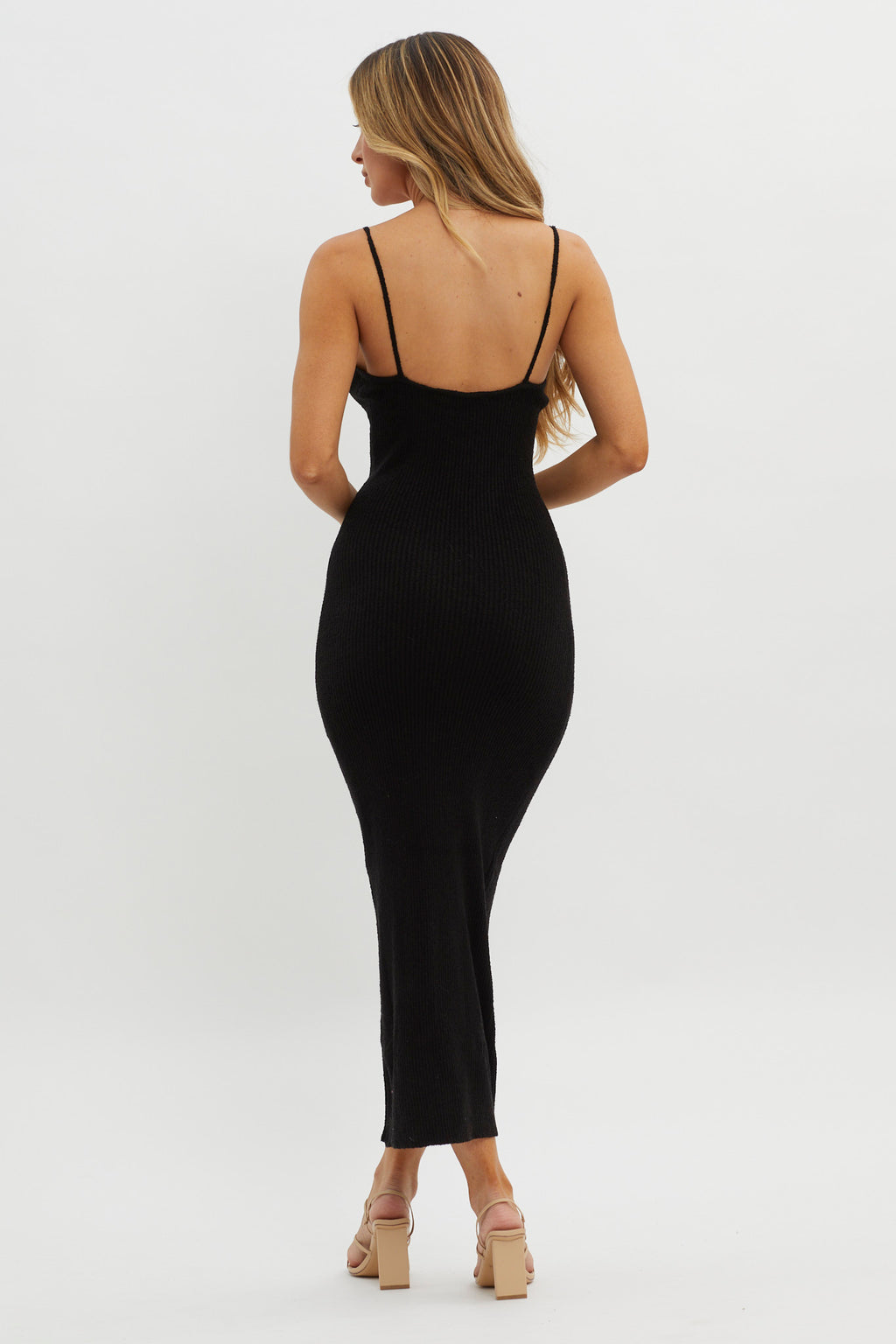 Sai Ribbed Knit Midi Dress Black by Selfie Leslie