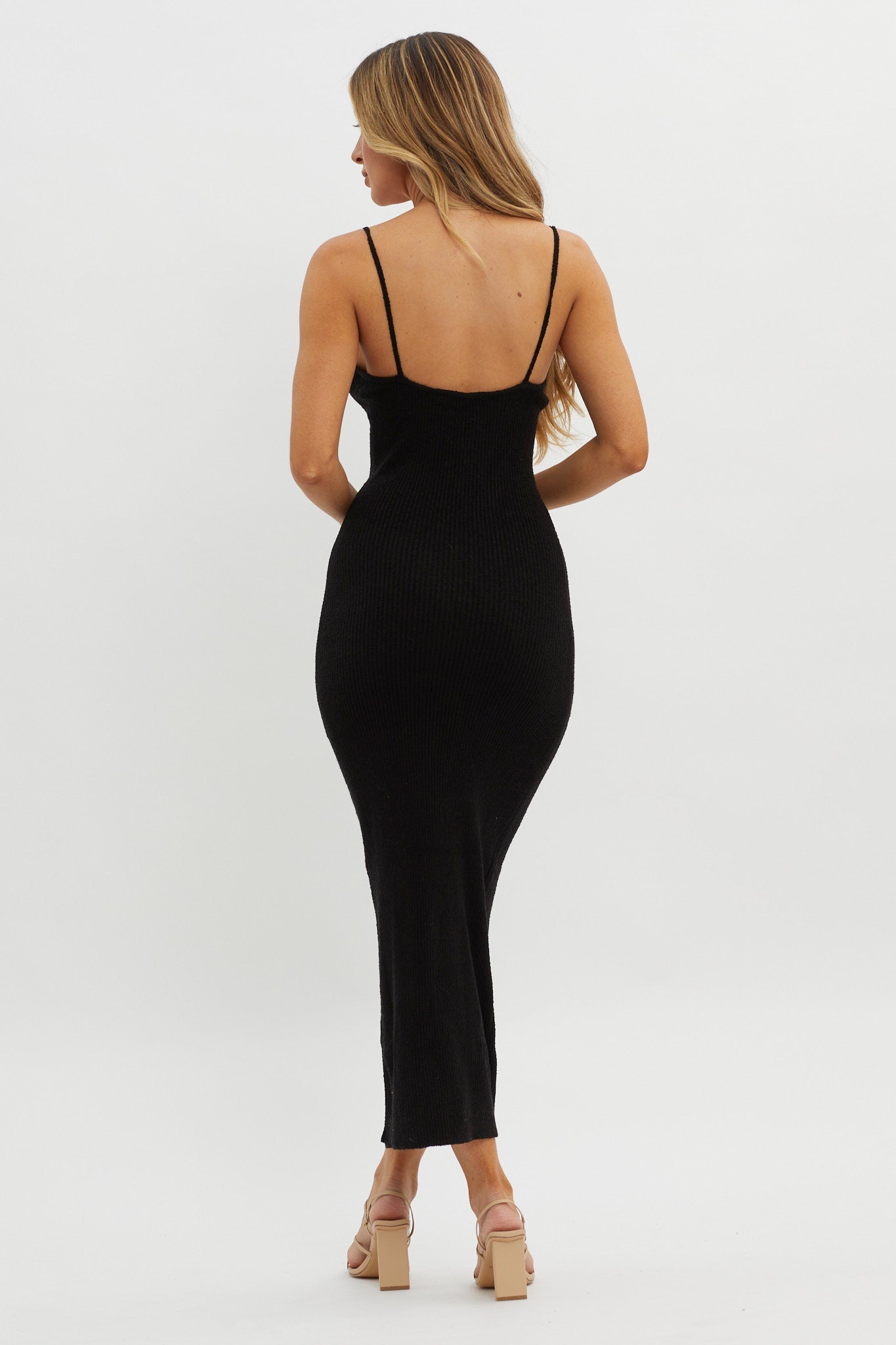 Sai Ribbed Knit Midi Dress Black by Selfie Leslie