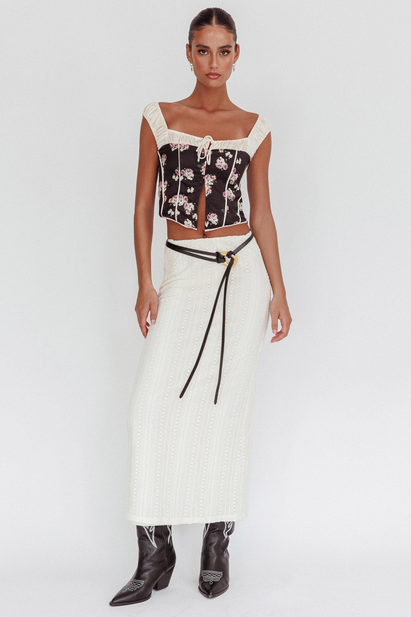 Take A Chance Drawstring Neckline Top Black by Selfie Leslie