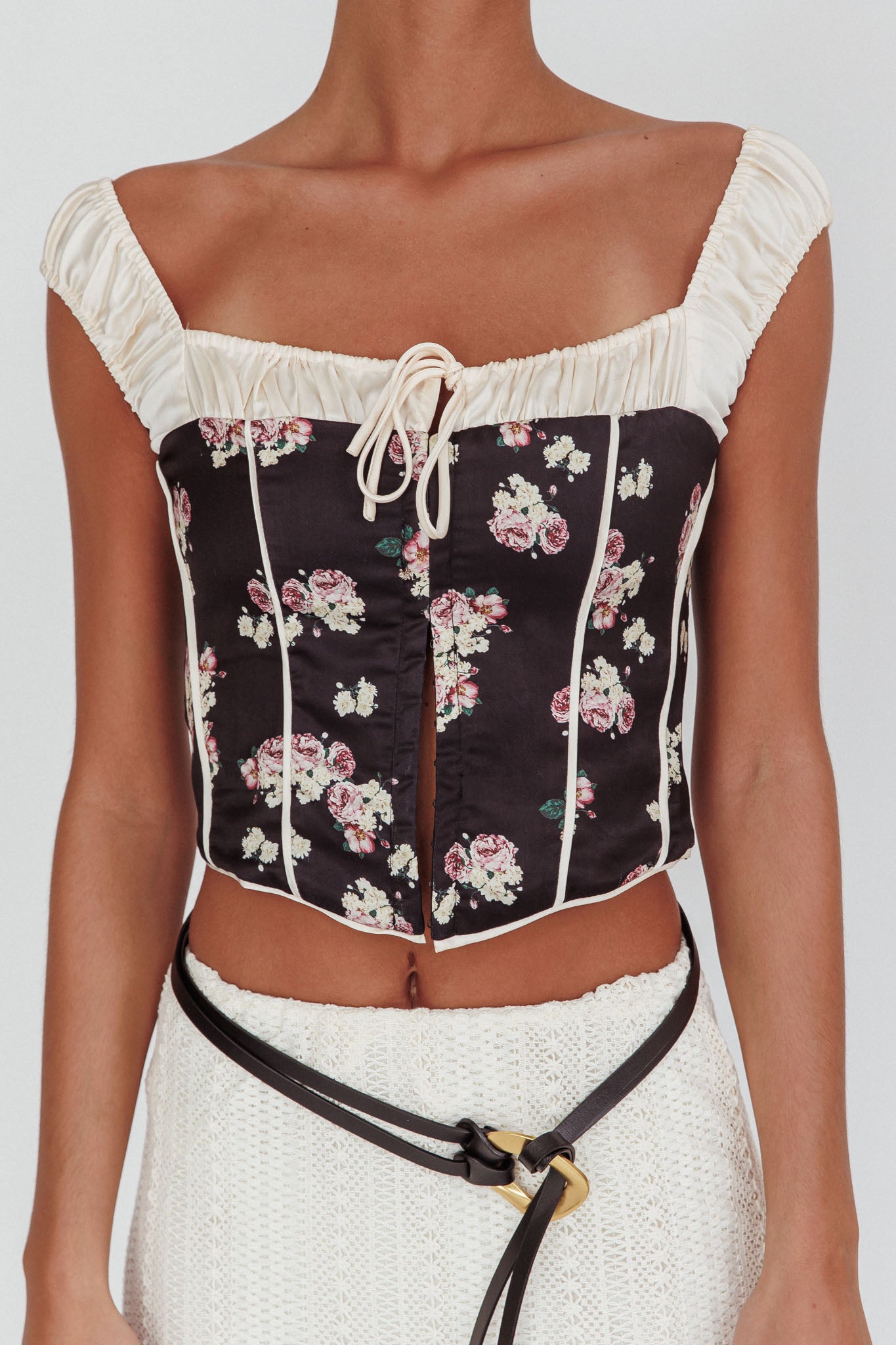 Take A Chance Drawstring Neckline Top Black by Selfie Leslie