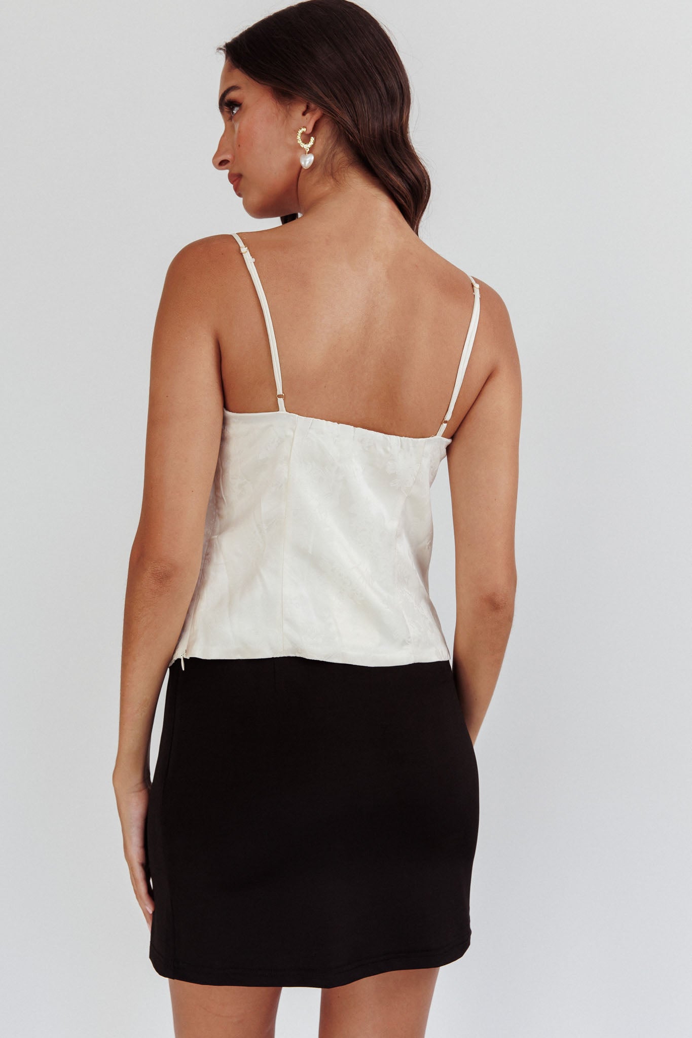 Justina Lace-Up Front Top Ivory by Selfie Leslie