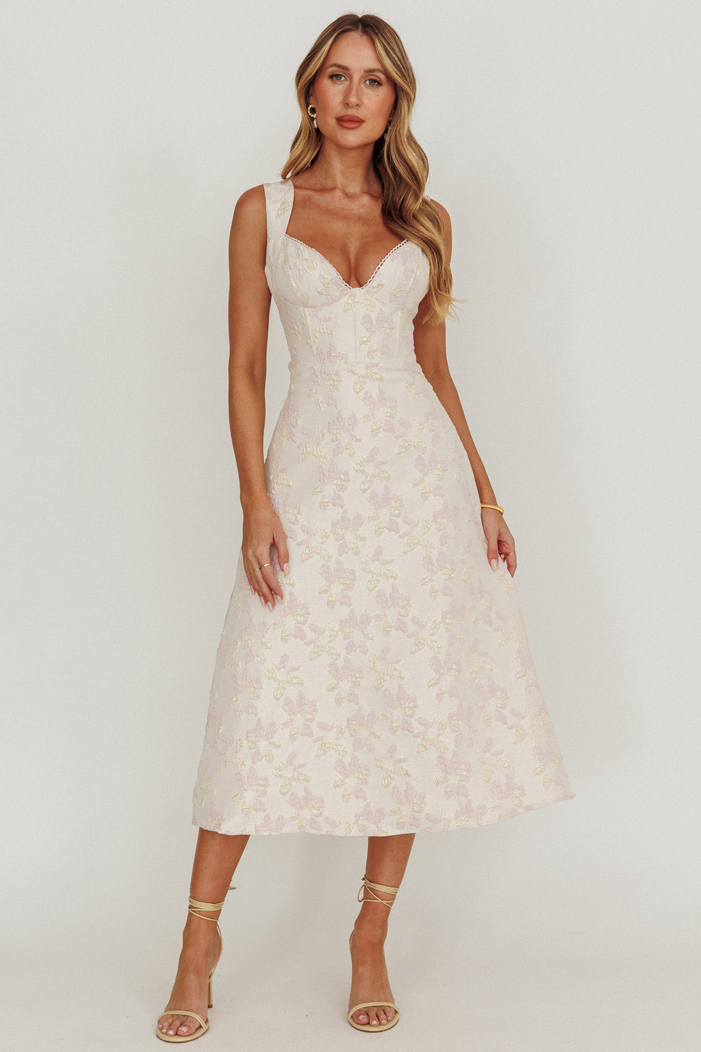 Dream Dust Lace Up Back A-Line Midi Dress by Selfie Leslie
