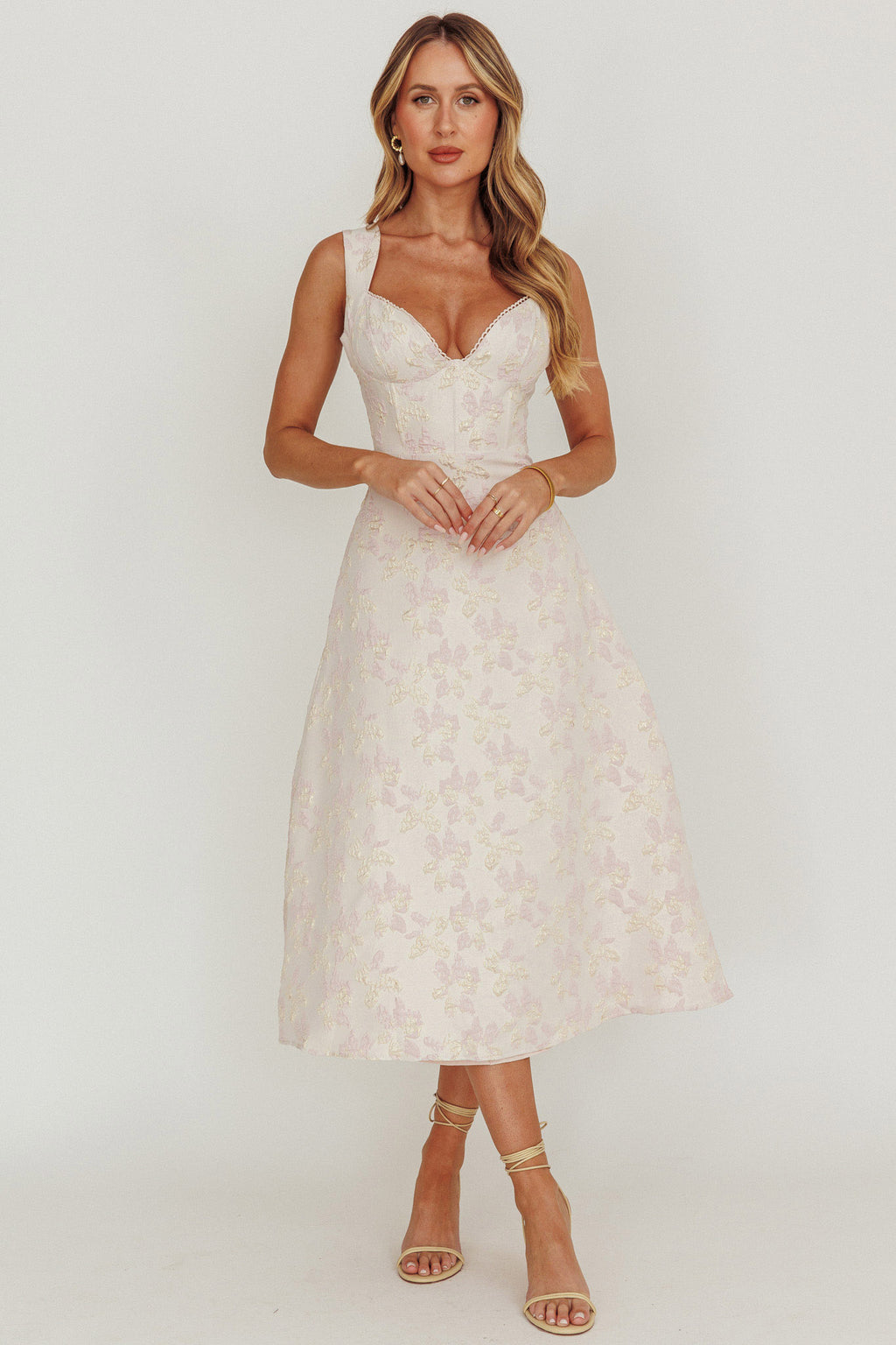 Dream Dust Lace Up Back A-Line Midi Dress by Selfie Leslie