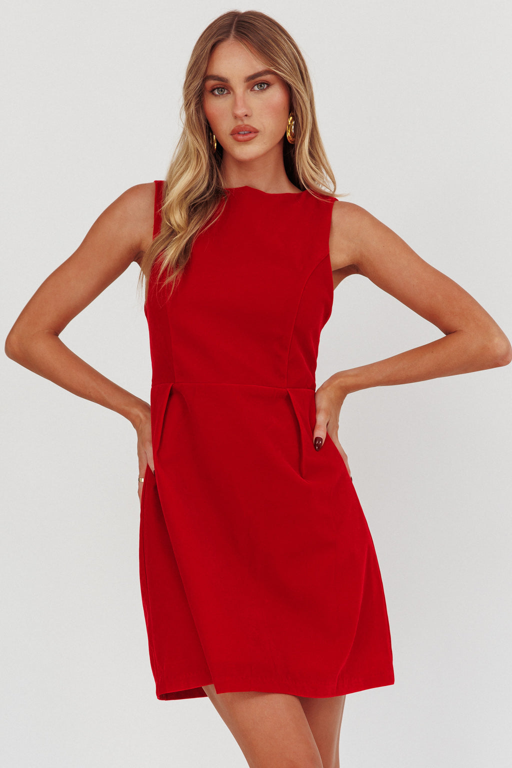 Unrequited Bow Back Mini Dress Red/Pink by Selfie Leslie