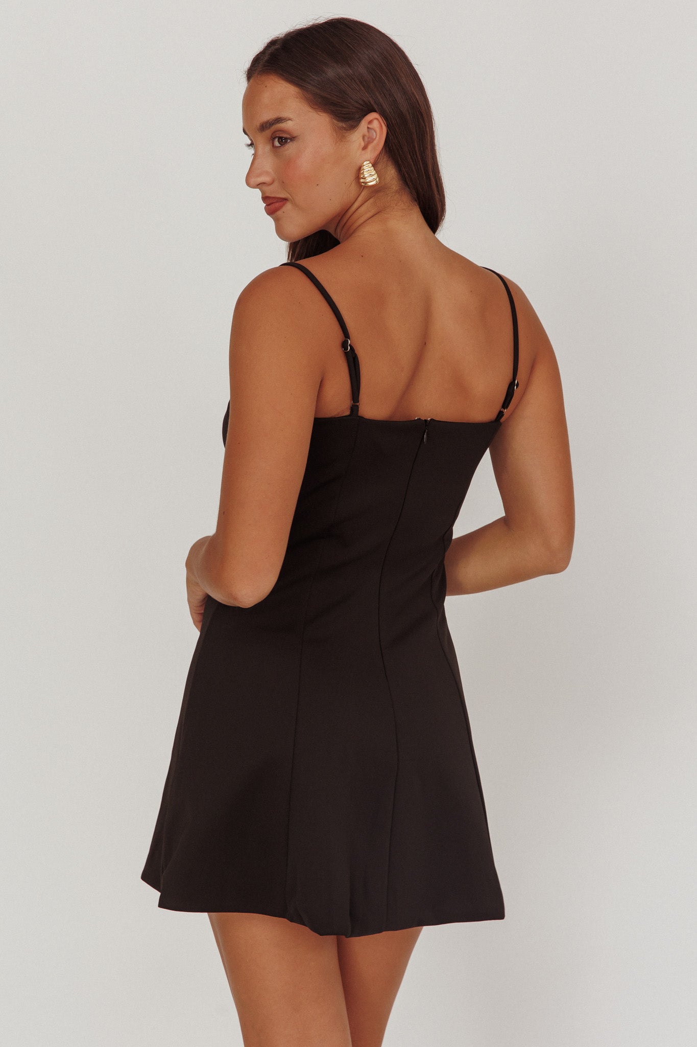 Keiosha Pleated Sweetheart Neckline Mini Dress Black by Selfie Leslie