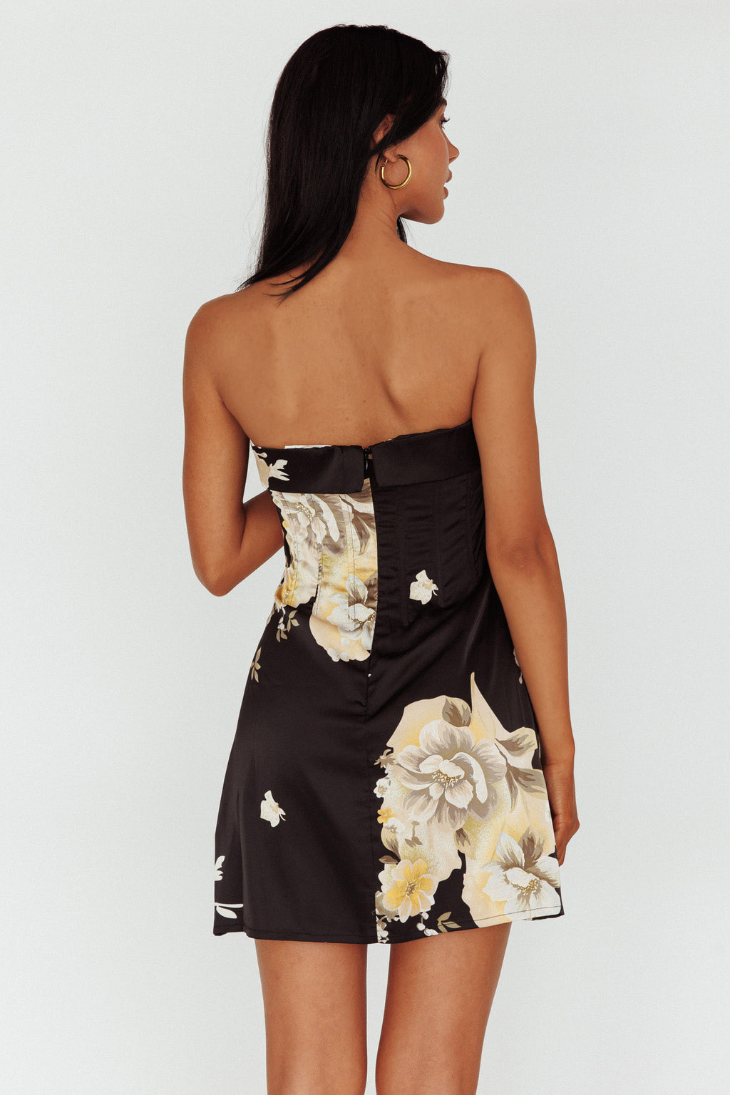 Govana Foldover Neckline Mini Dress Print Black by Selfie Leslie