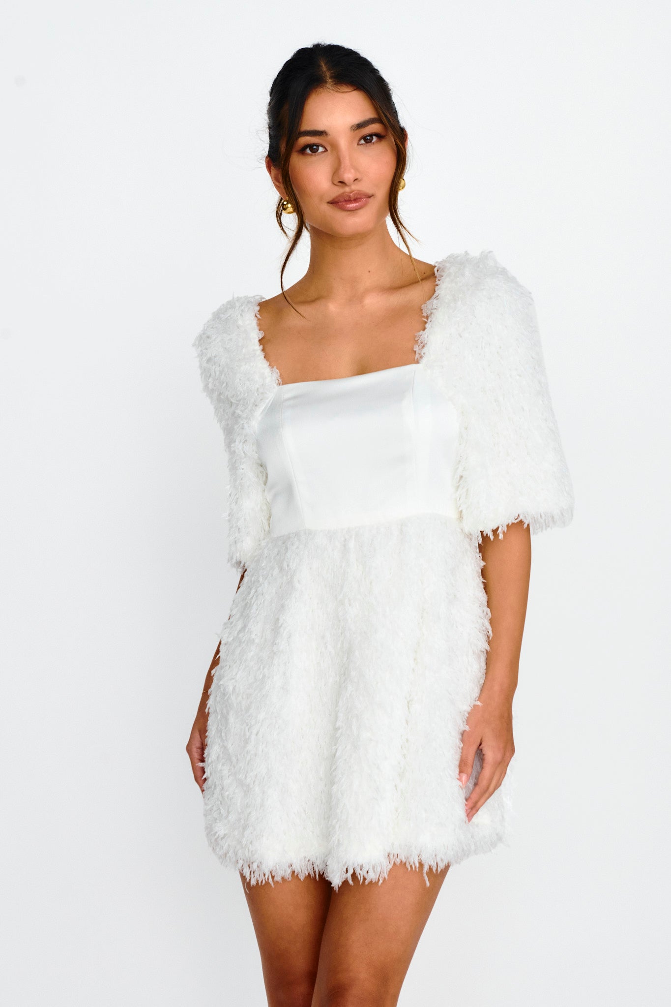 Snowflake Fuzzy Mini Dress Off White - S Snowflake Fuzzy Mini Dress Off White - S