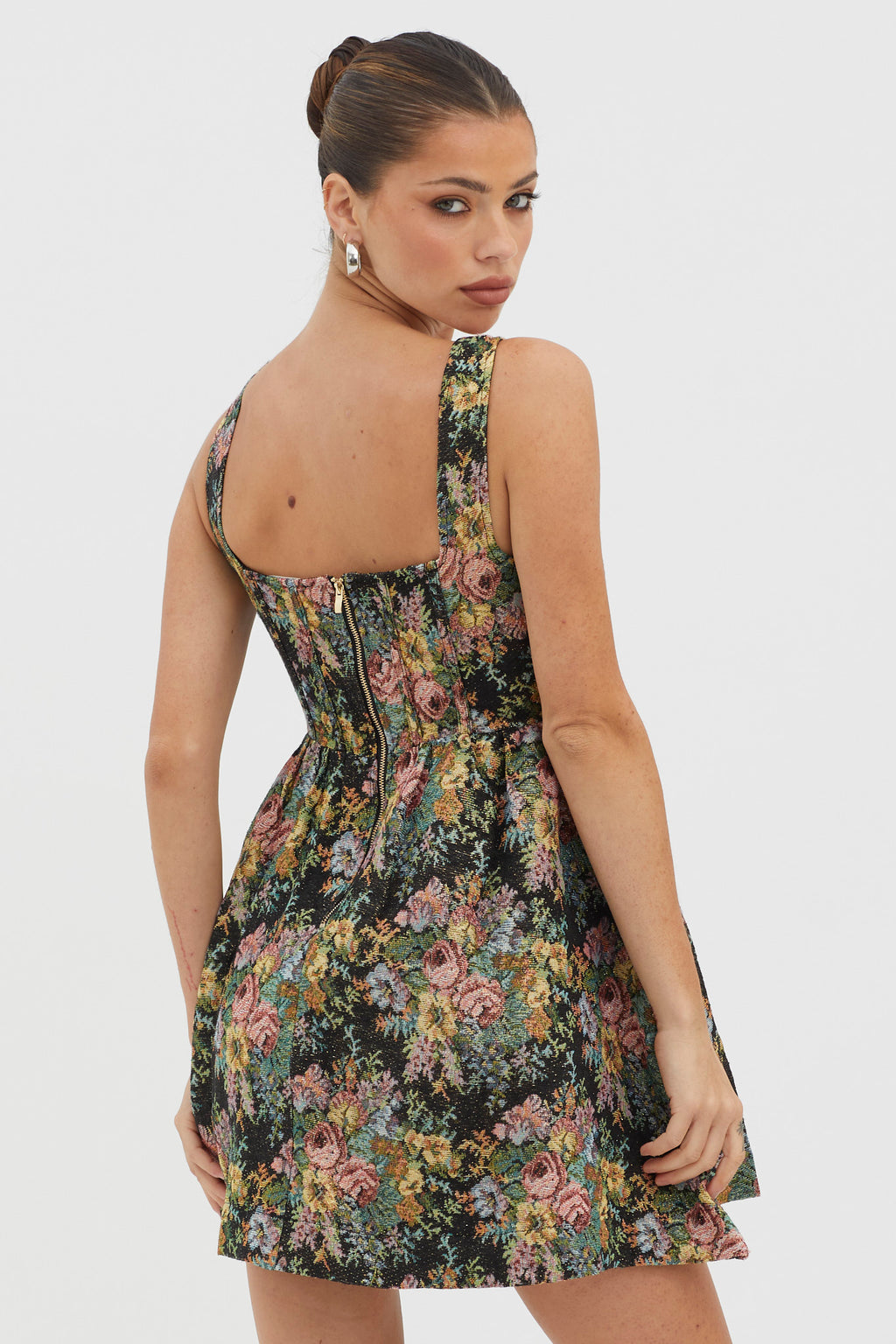 Strong Feelings A-Line Floral Embroidery Dress Black by Selfie Leslie